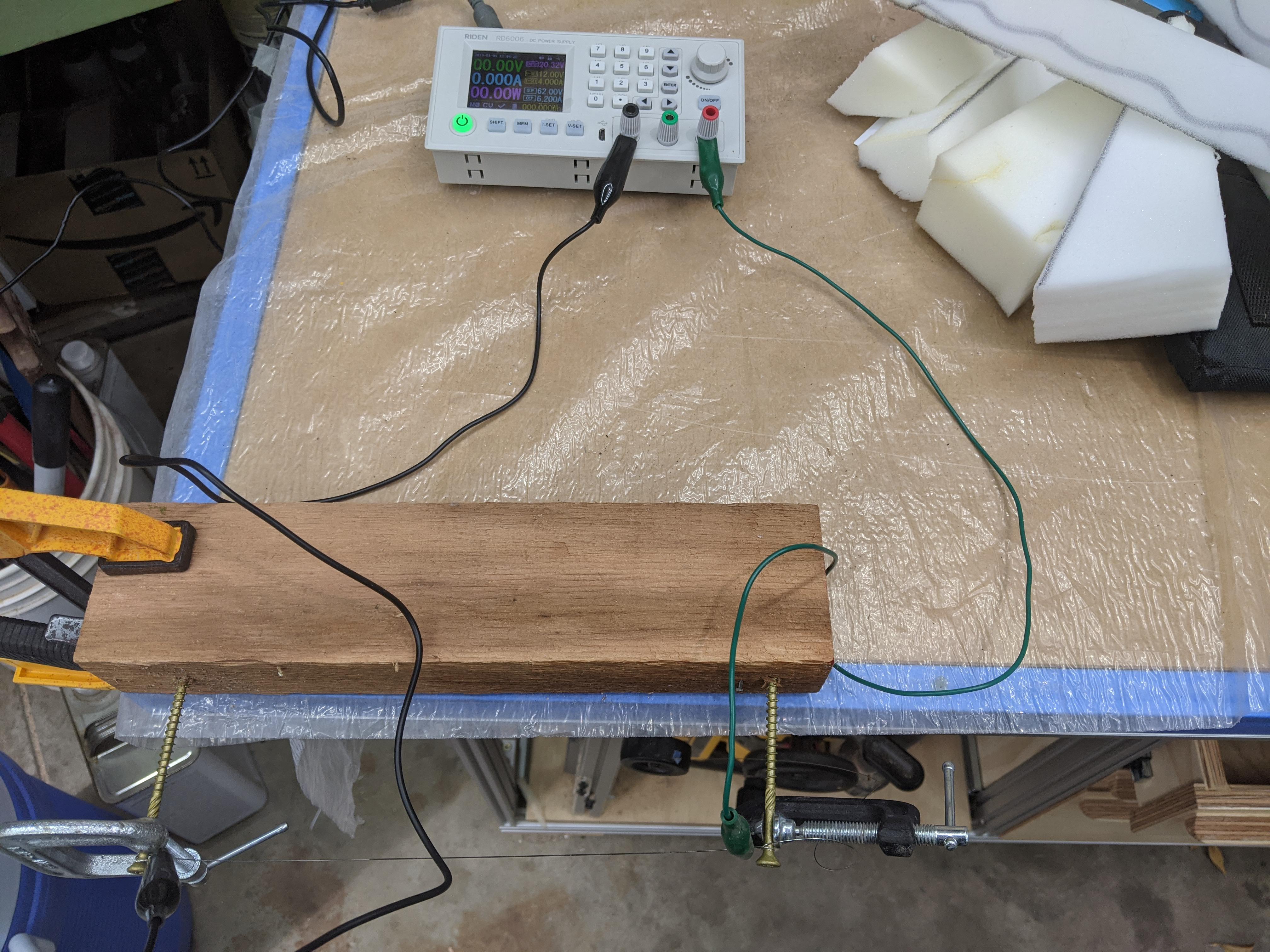 Cobbled together a hot wire cutting setup. 16ga guitar string at 12v 4 ...