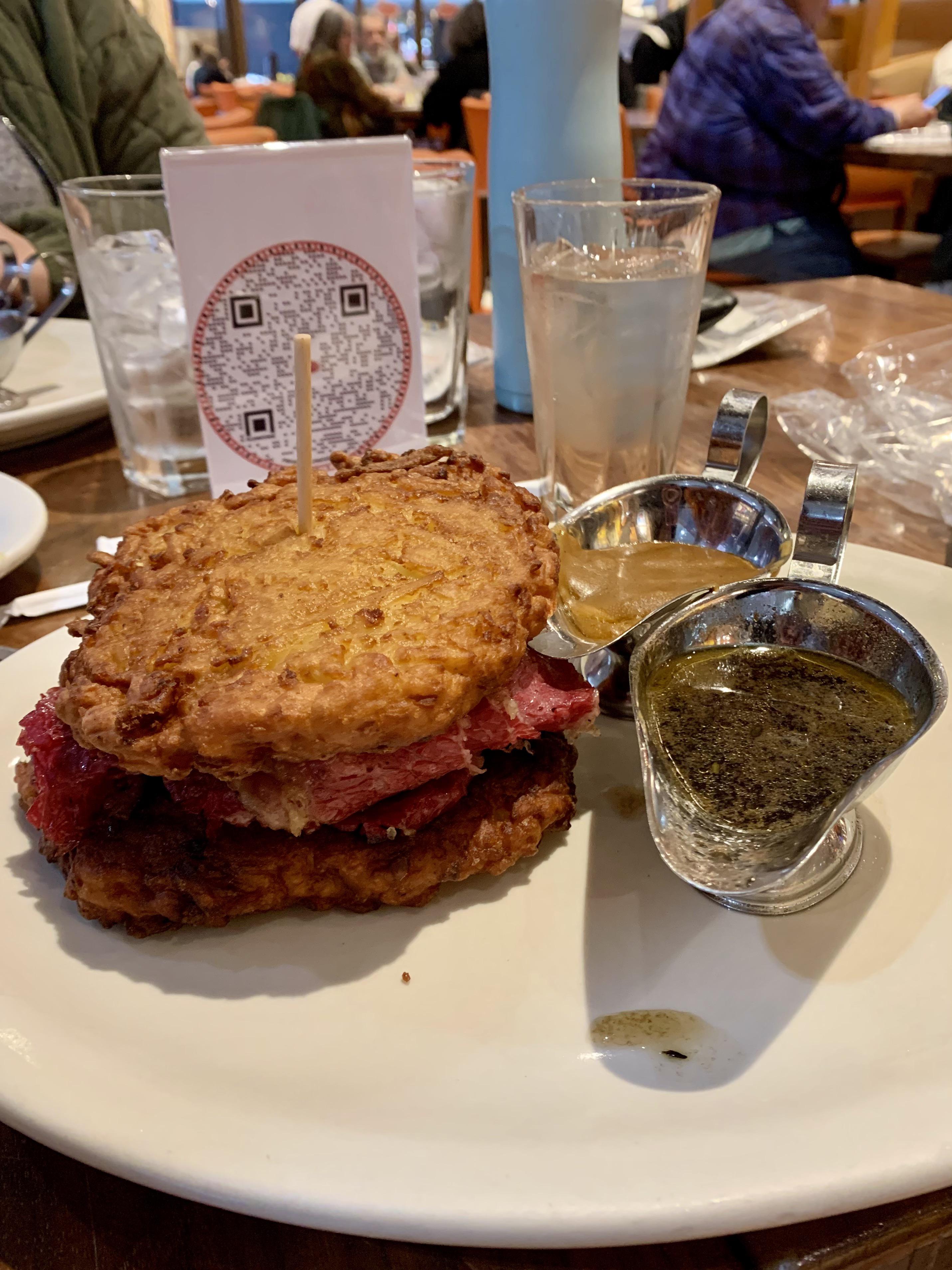 Corned Beef and Potato Pancake Sandwich Scrolller