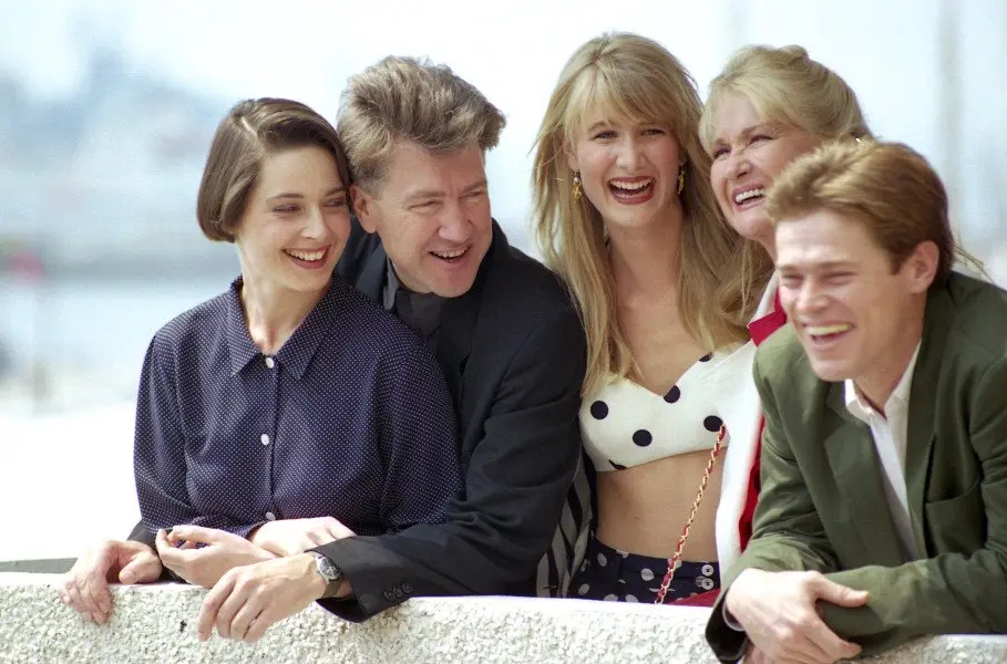 David Lynch, Laura Dern, Isabella Rossellini, Diane Ladd and Willem Dafoe at the Cannes Film Festival in 1990.
