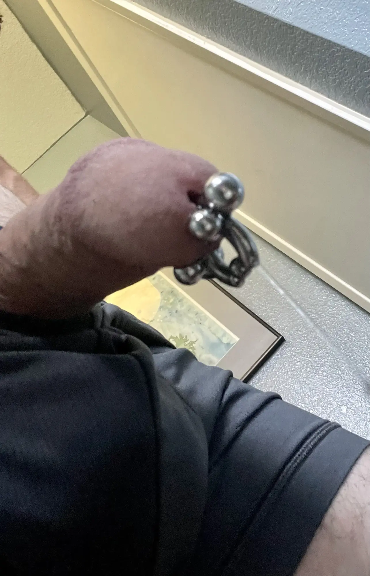 Dried out cock head leaking precum
