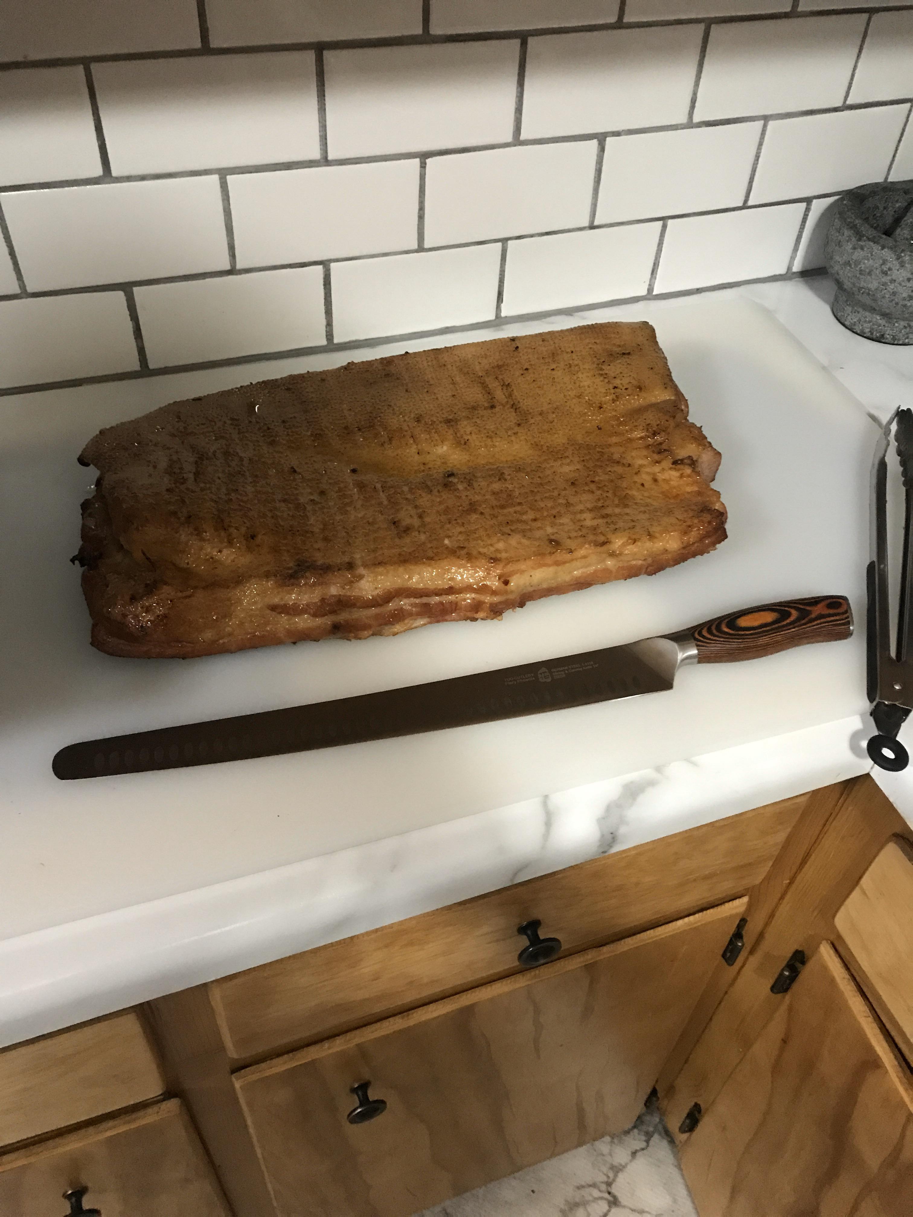 Dry cure bacon with celery seed, dates, and chipotle flake. New bacon