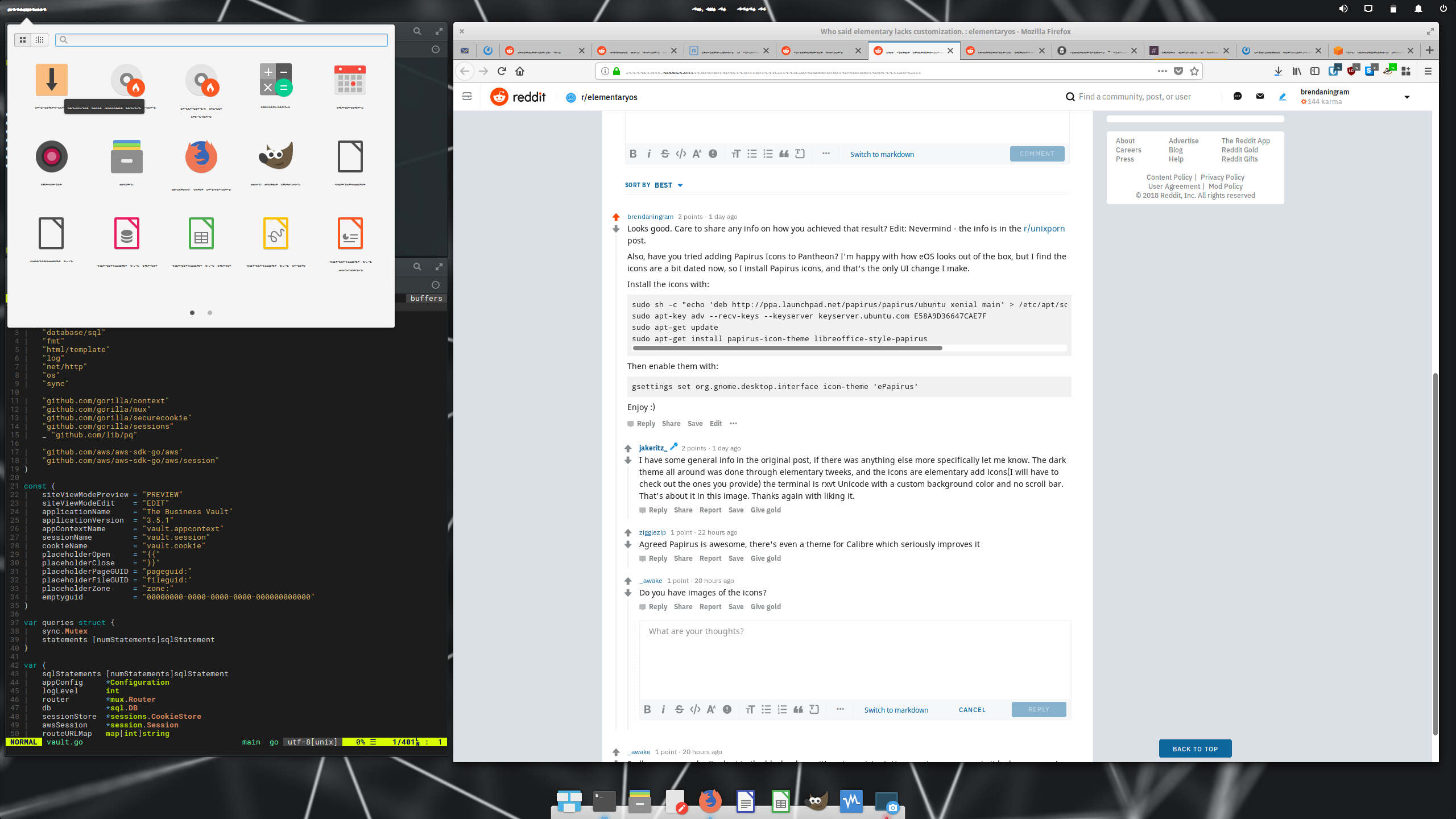 Elementary OS with Papirus Icons | Scrolller