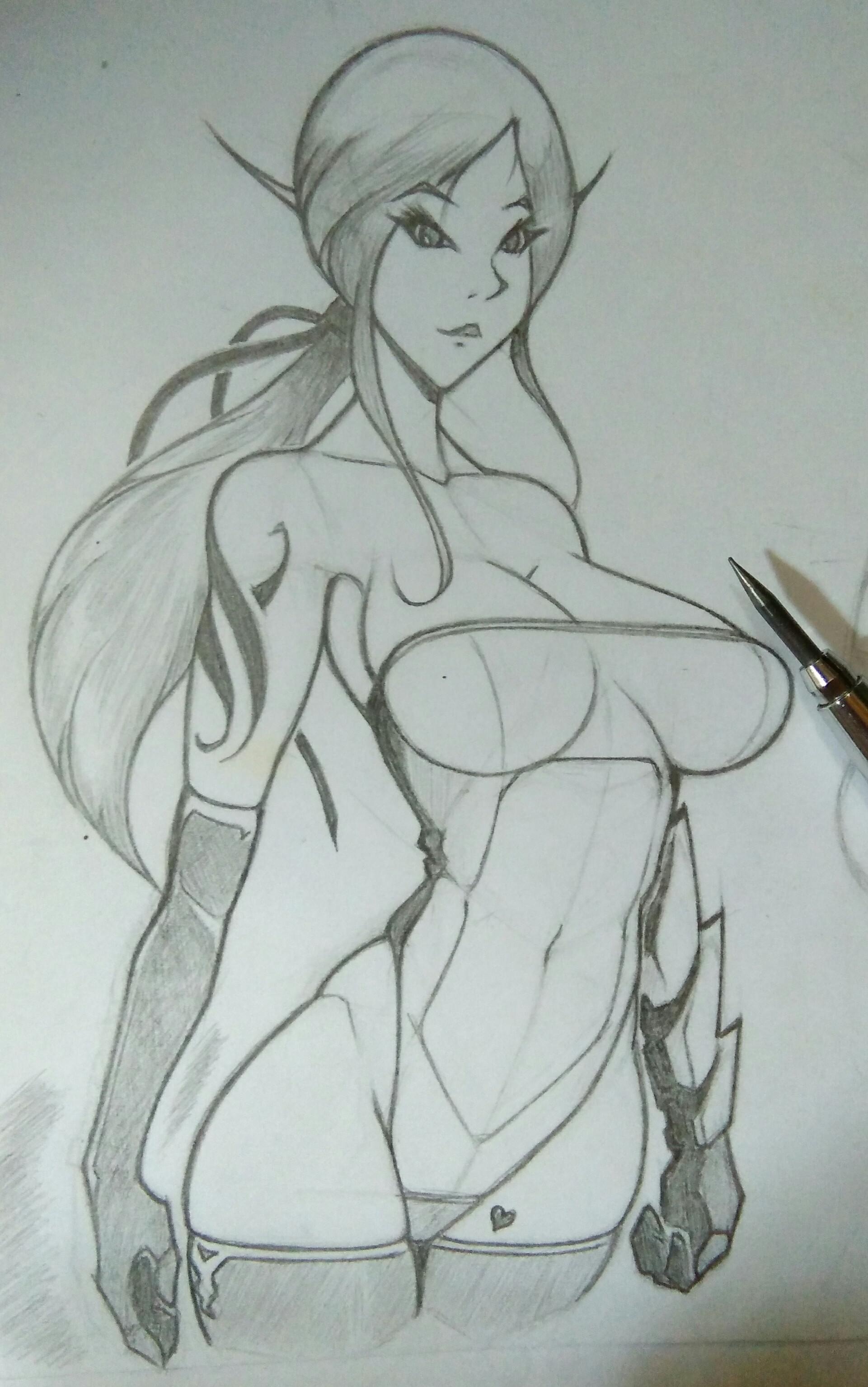 Elf Princess *insert name here*, (drawn last month). 