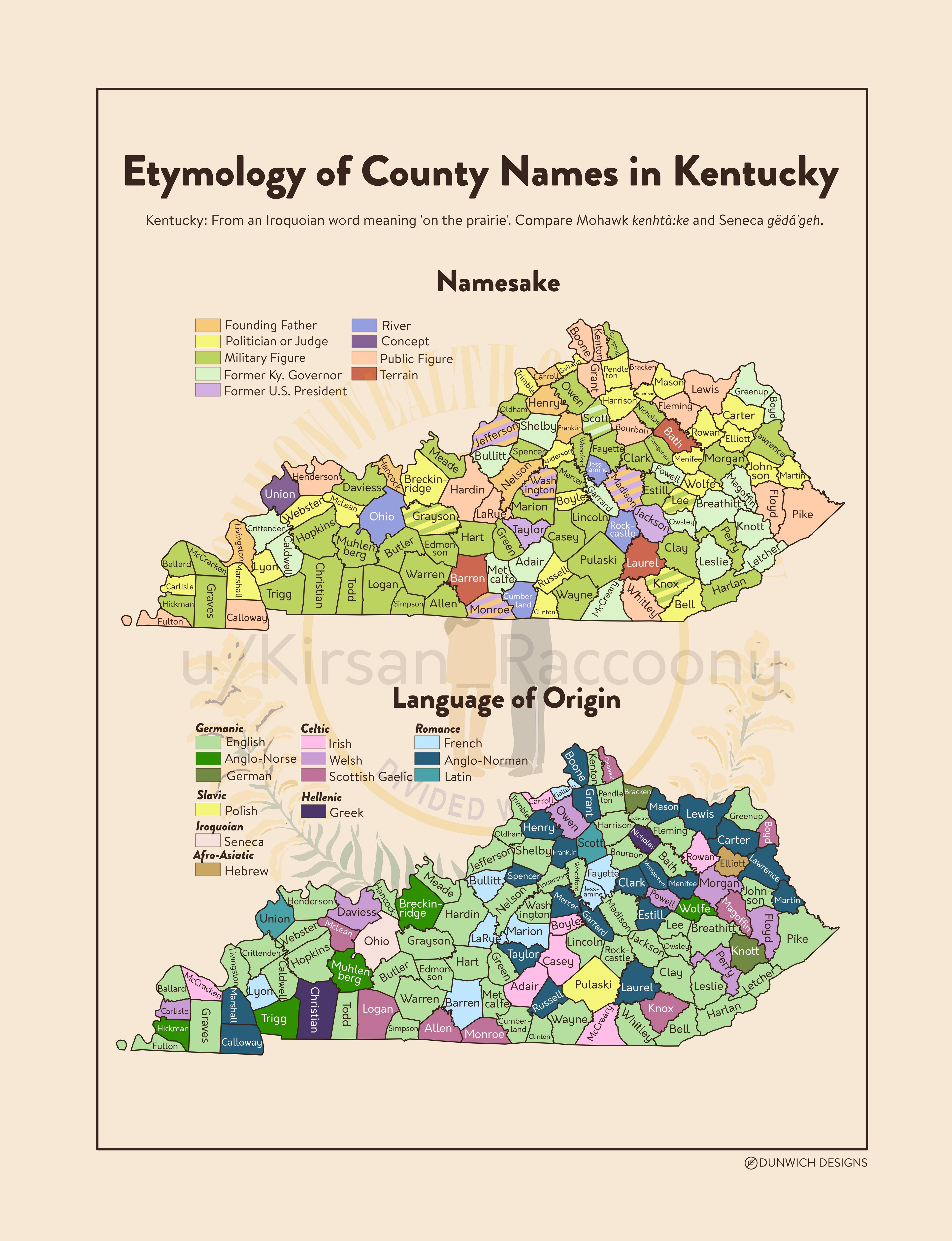 Etymology of County Names in Kentucky [OC] | Scrolller