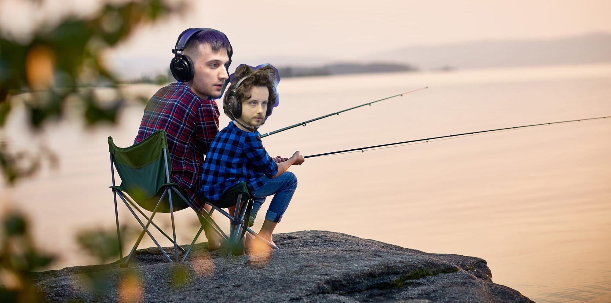 Father and son enjoying some quality cliff fishing. | Scrolller