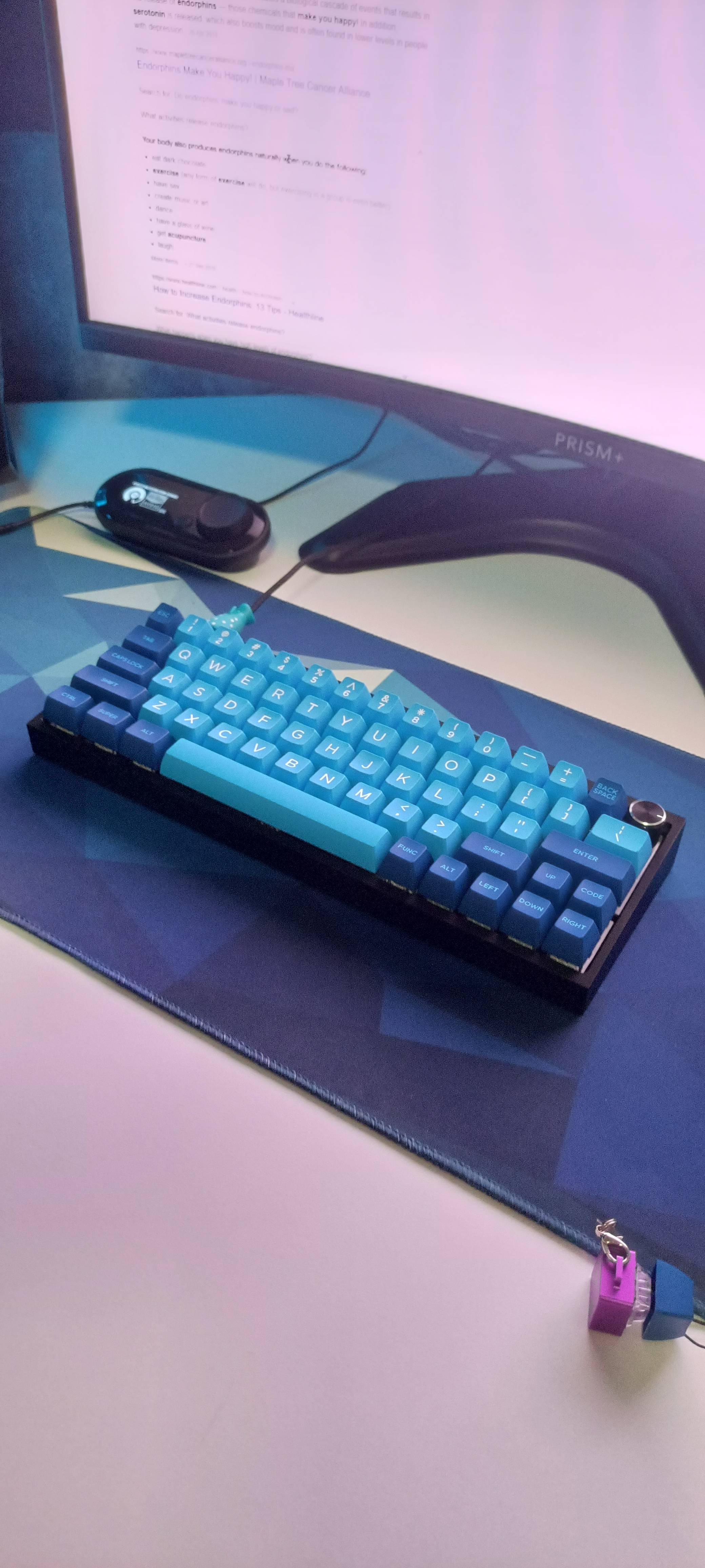 Finally built my BM60 EC board. With Domikey SA Blue Wave keycaps ...