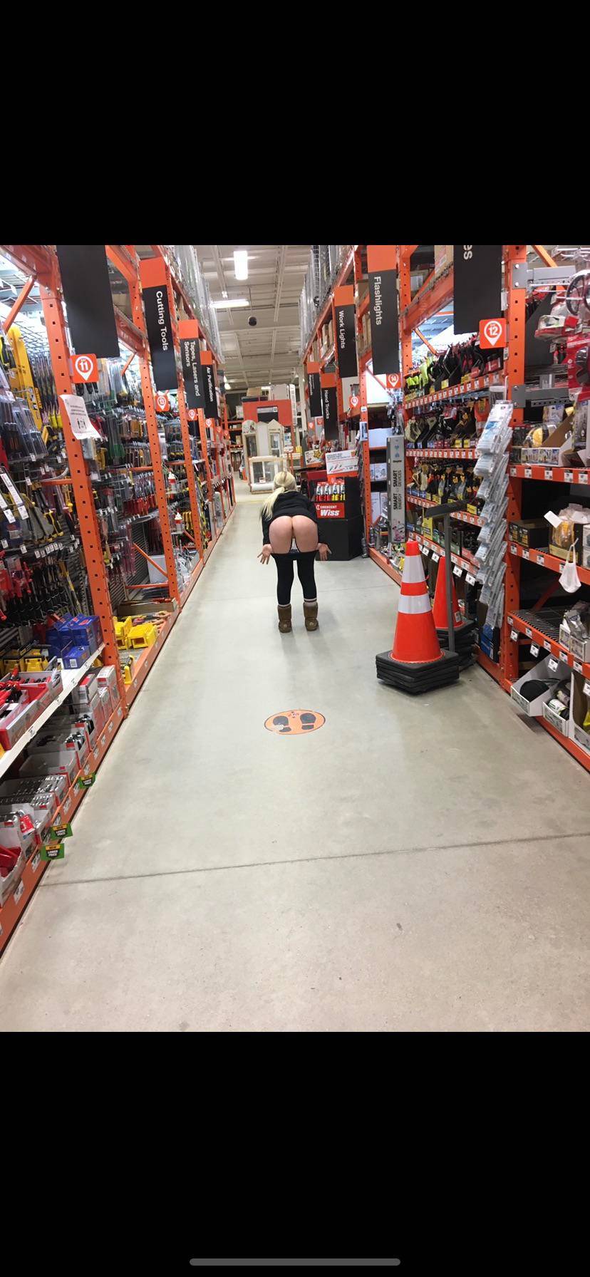 Flashing my tight little pussy in Home Depot! An old man have me a ...