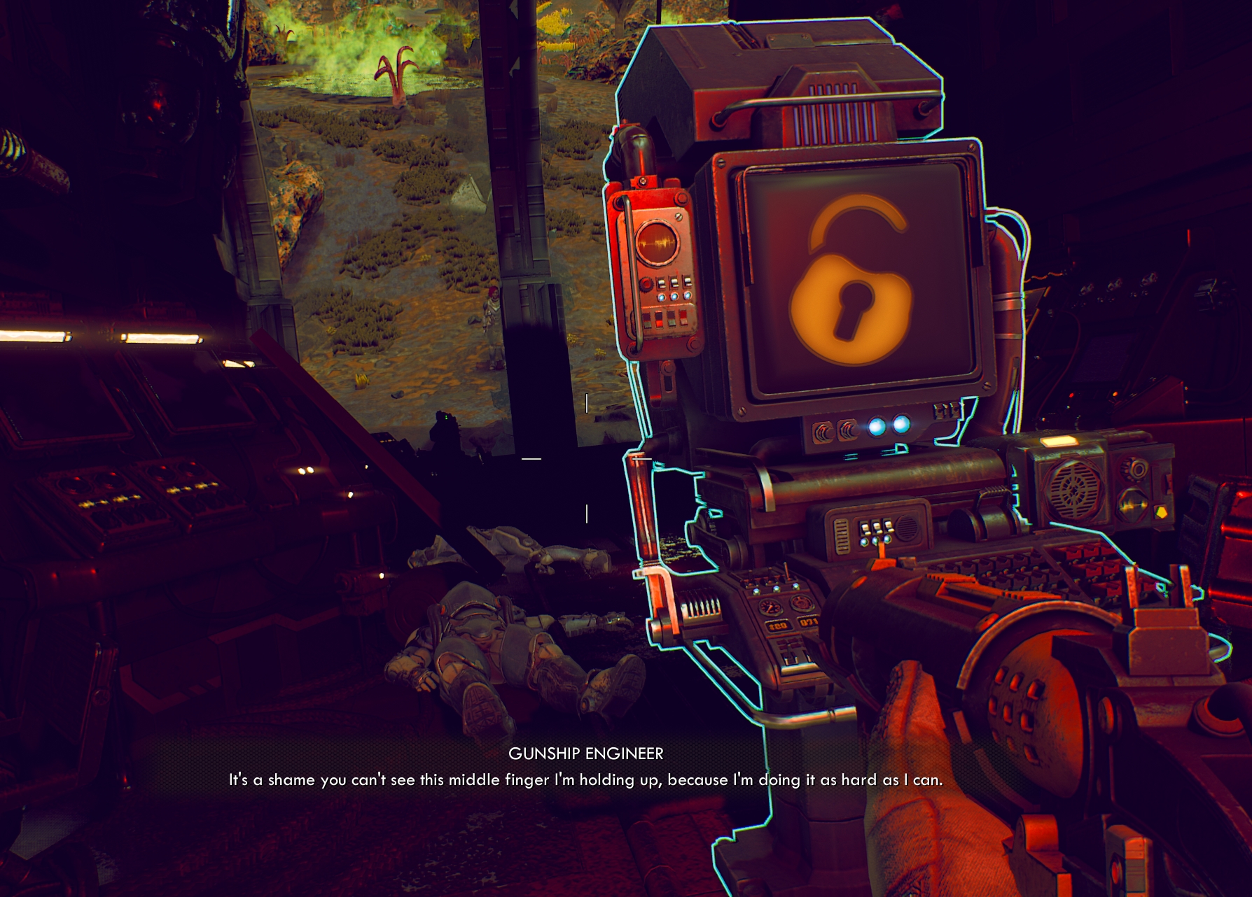 From a doomed ship's chief engineer's final log in The Outer Worlds ...