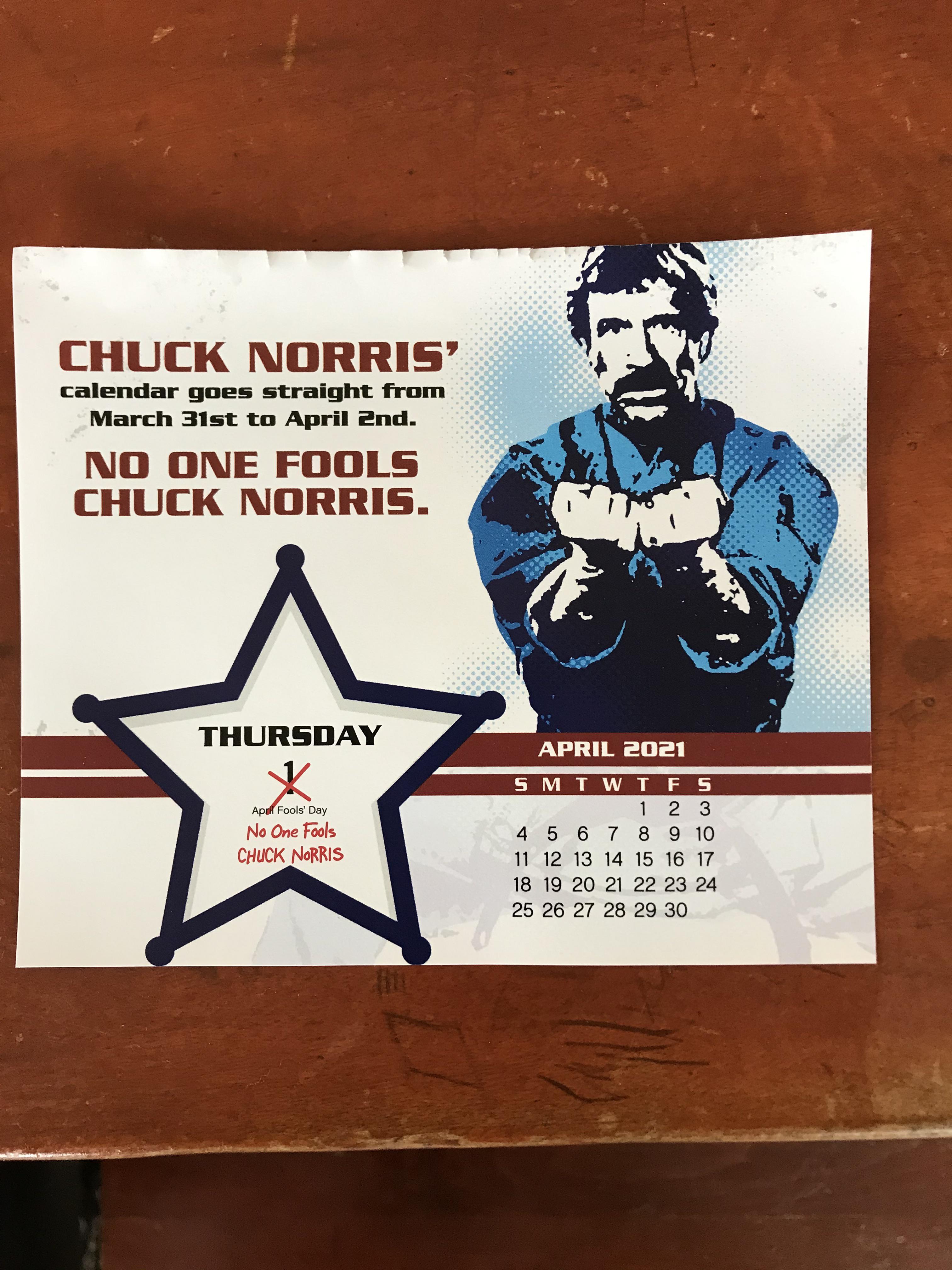 From my tearaway Chuck Norris calendar. Scrolller