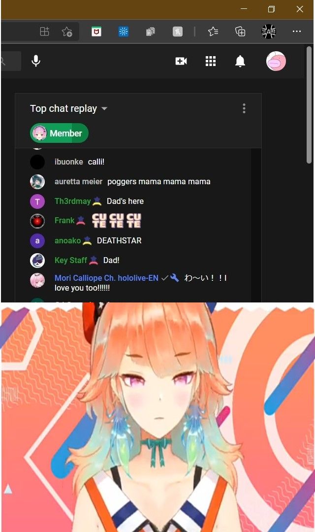 From Suisei's Duolingo stream: A wild Calli appears. | Scrolller