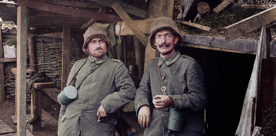 German soldiers in a trench at the western front. France, 1917 ...