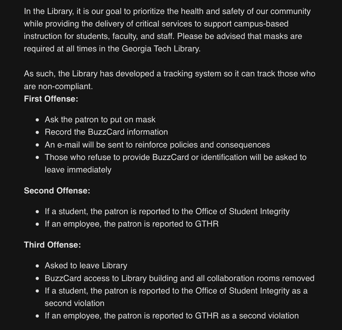 GT Library starting to enforce masks. Love to see it Scrolller