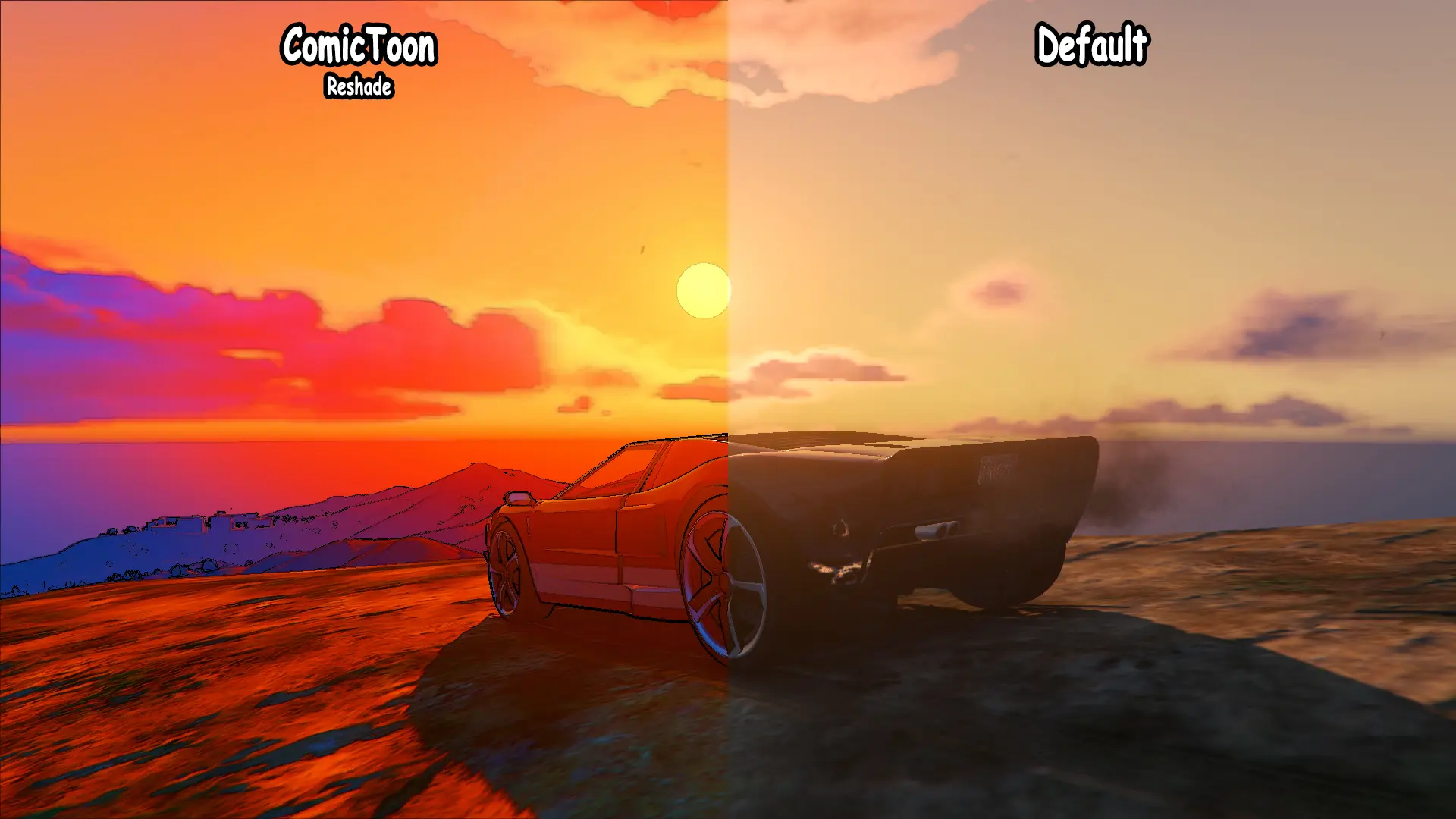 Video Game Reshade Examples (GTA V) ComicToon Reshade - Comparison with the default game graphics ...