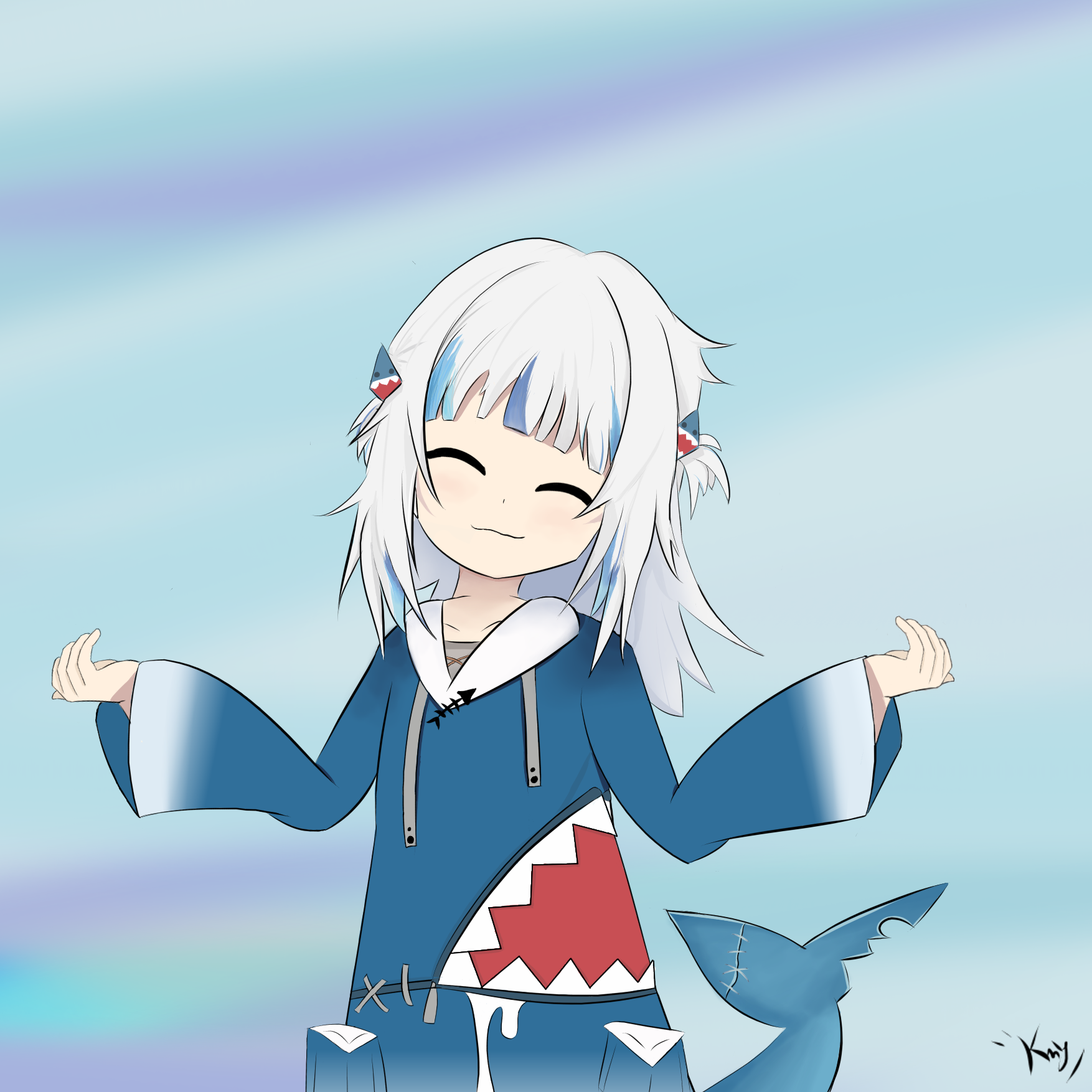 Gura Shrug ¯\_(ツ)_/¯ -Gura Fanart made by me :D | Scrolller