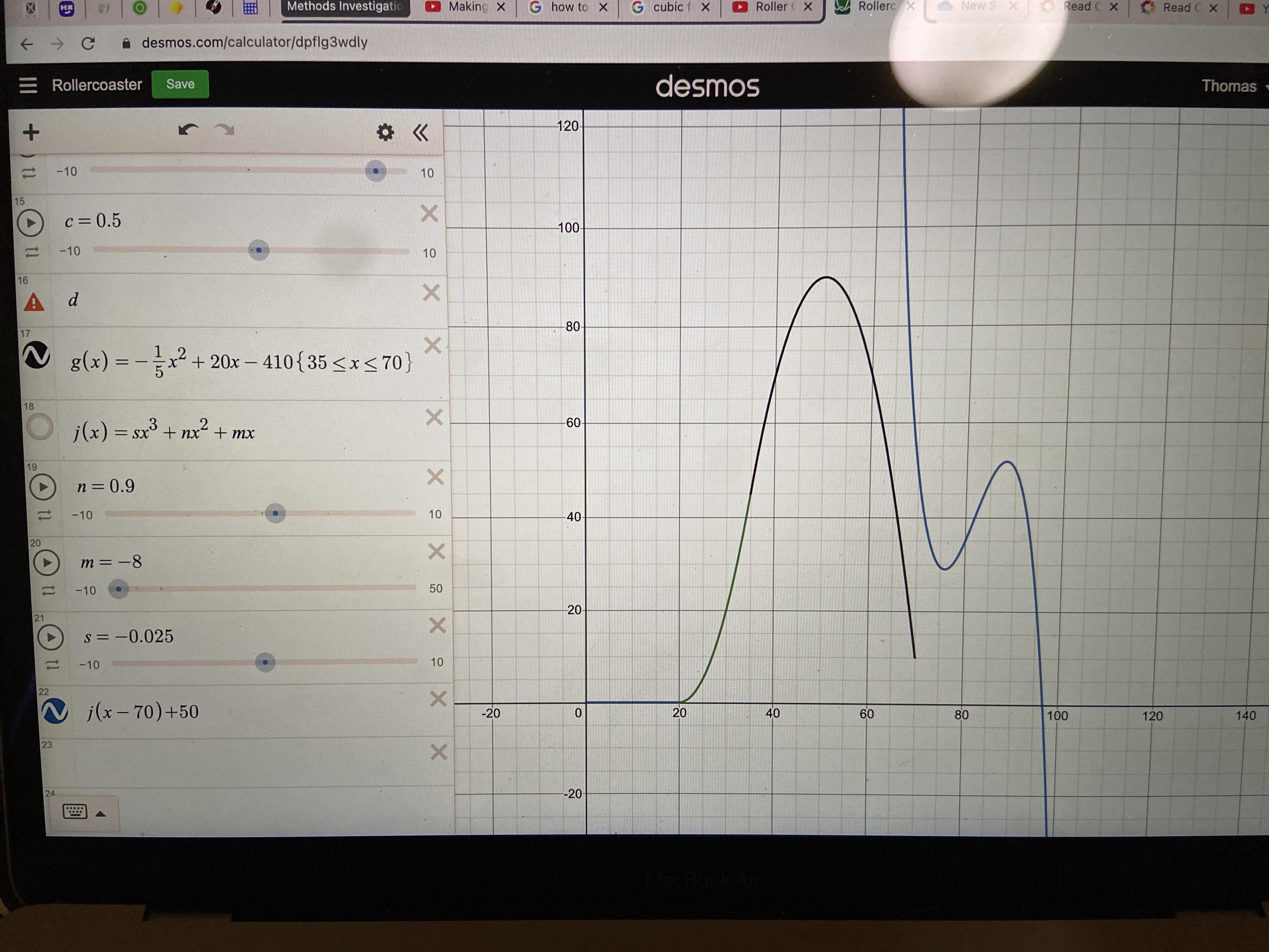 Desmos Roller Coaster Trig Functions