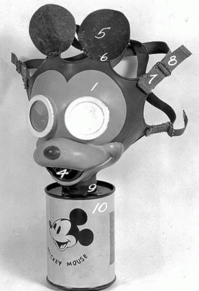 [History] The Official Mickey Mouse Gas Mask from the 1940s. It was ...