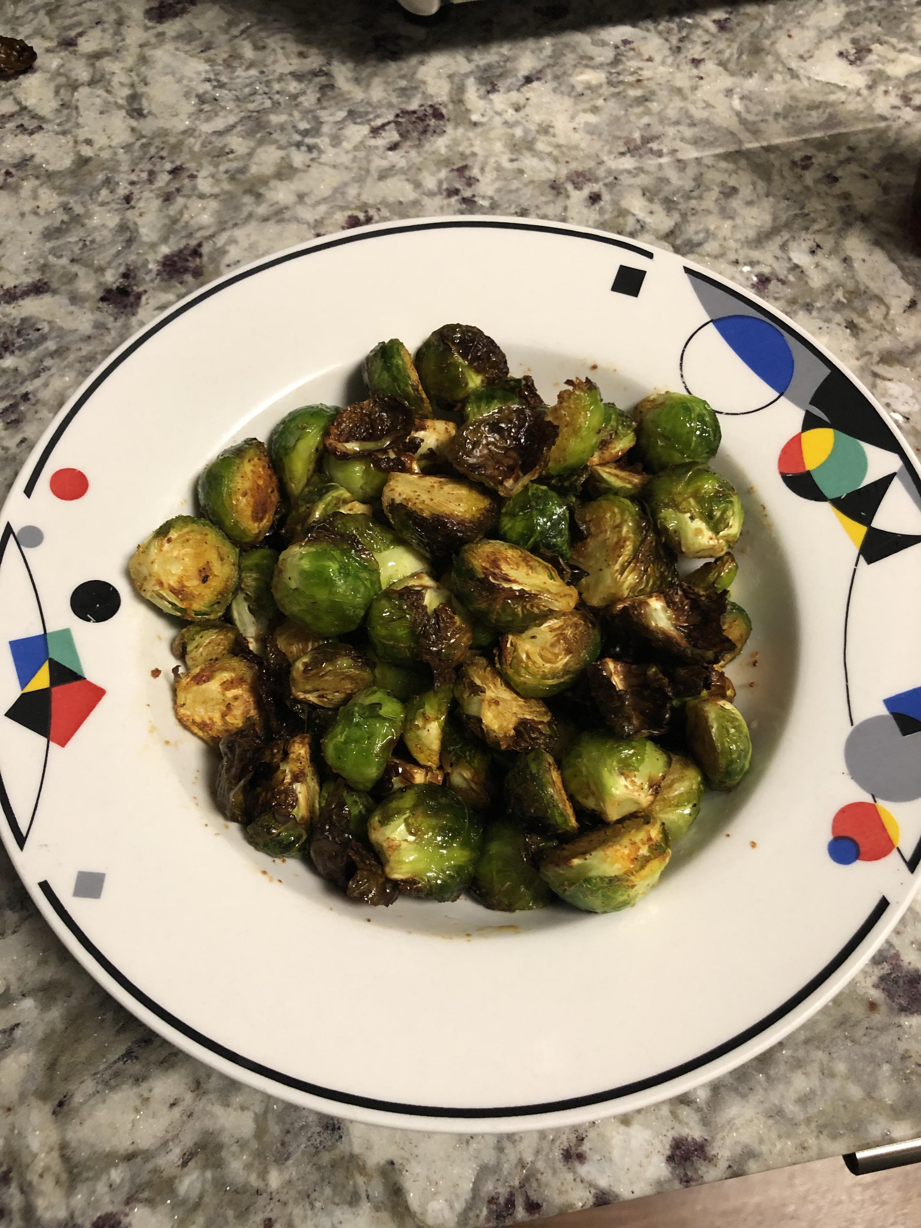 [homemade] air fried Brussels sprouts drizzled with lemon juice and