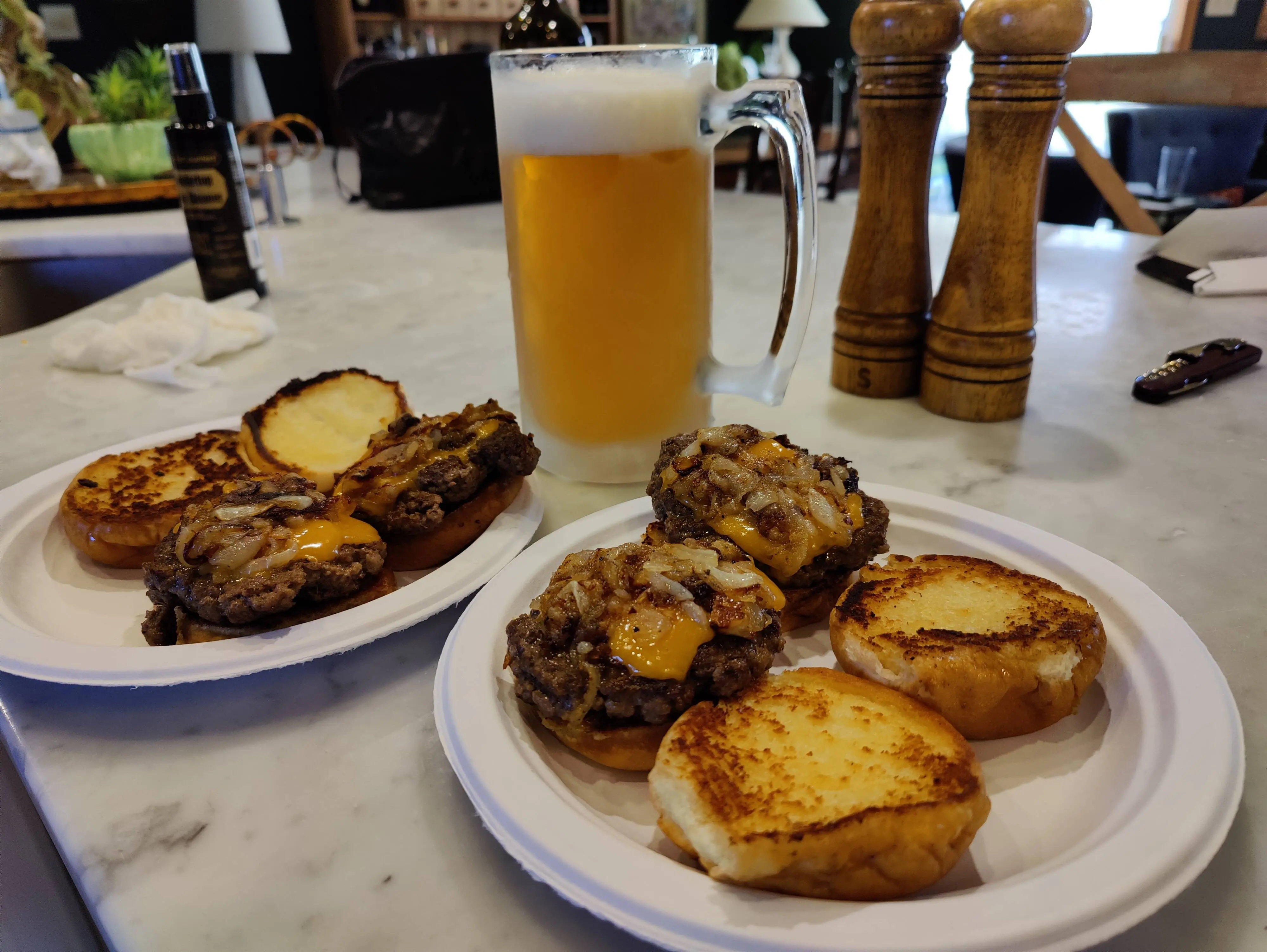 [Homemade] Musk Ox Sliders with Cheddar Cheese and Sauteed Onions ...