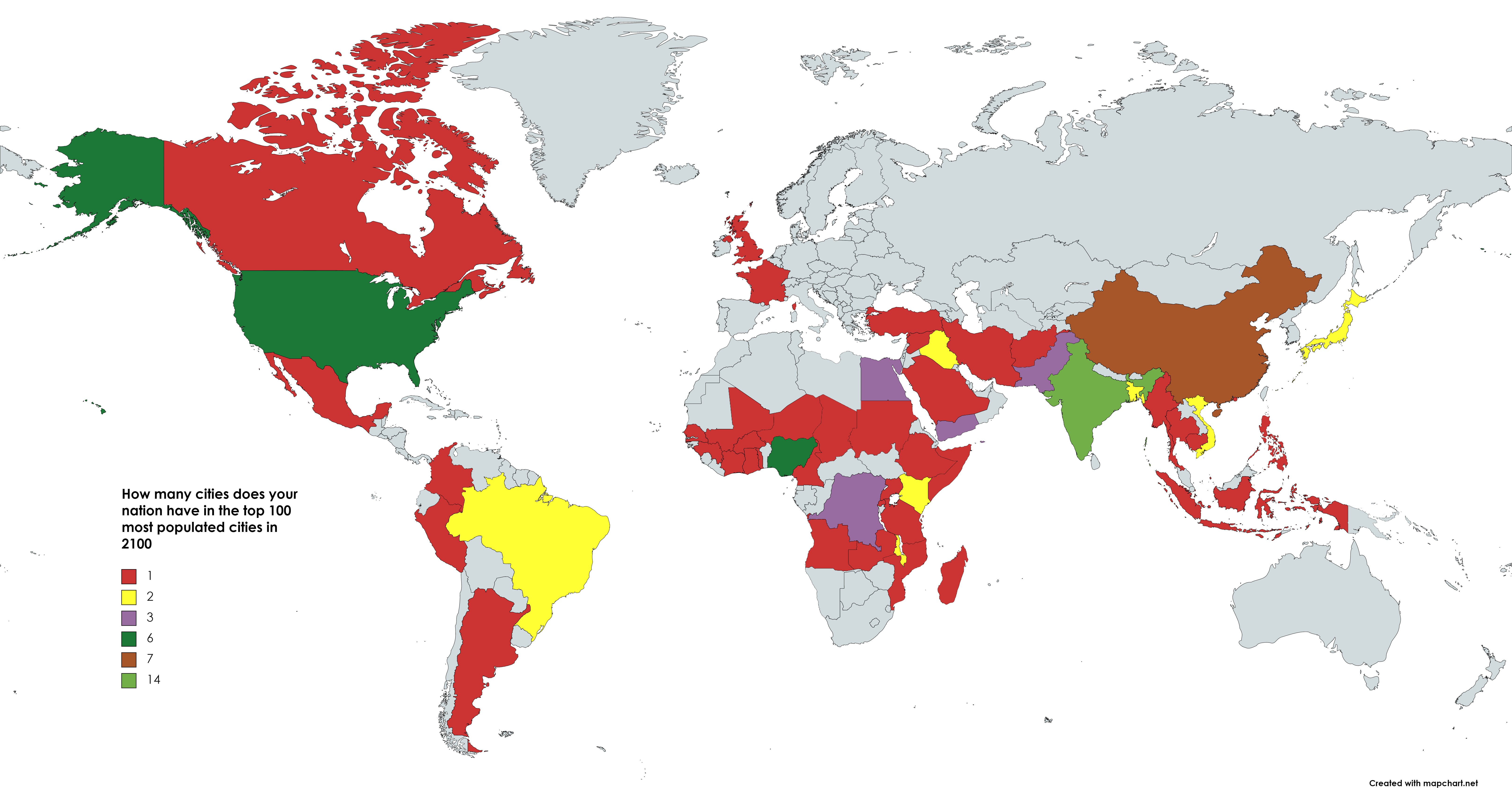 How many cities does your nation have in the top 100 most populated