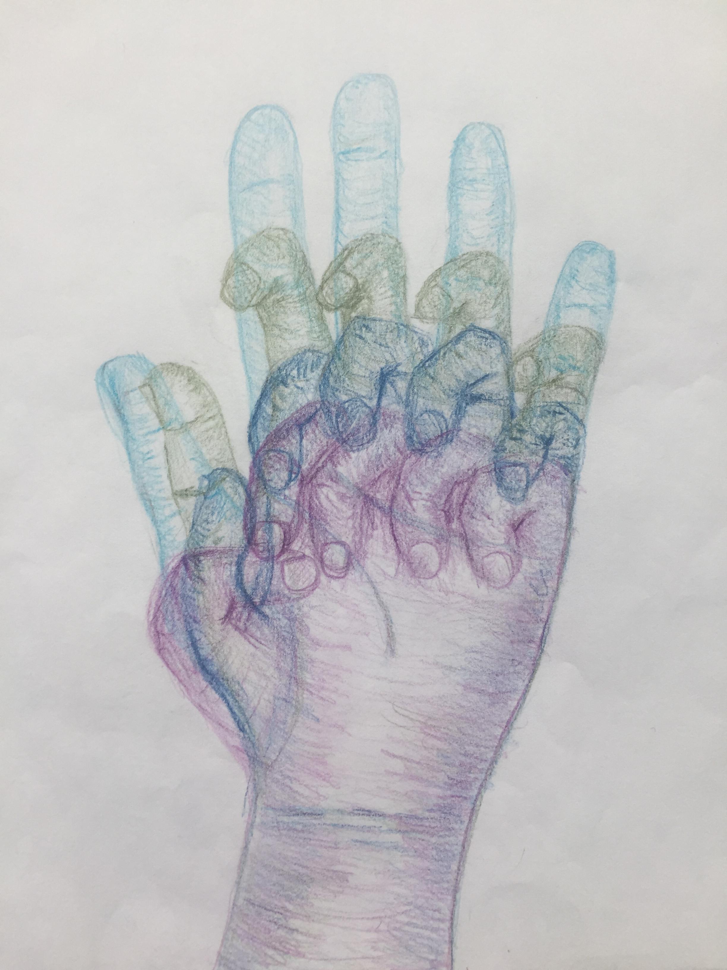 Hand Shadow Color Drawing I coloured and shaded my hand drawing from yesterday | Scrolller