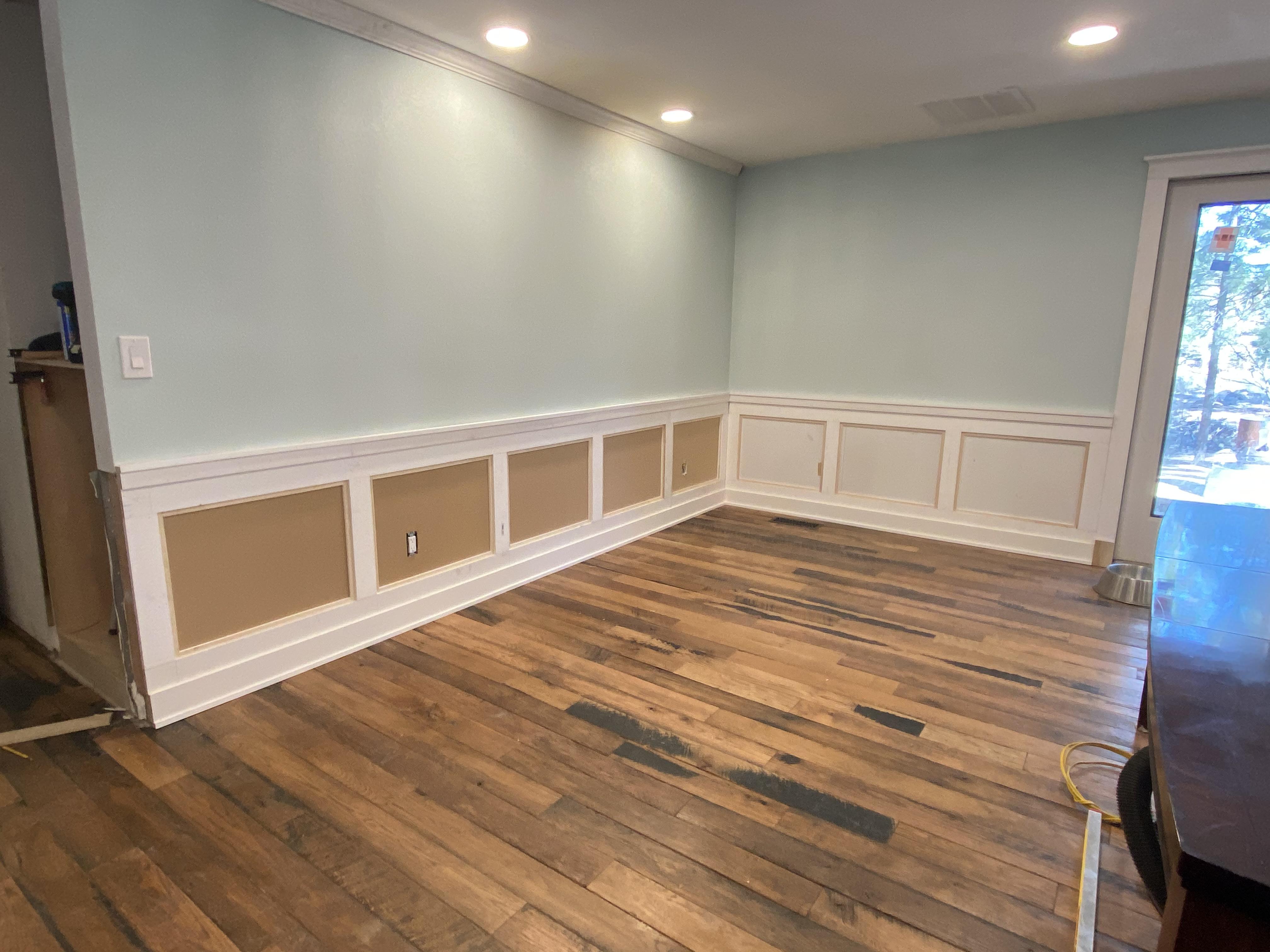 I dragooned myself into doing the wainscoting for my dining room. Just ...