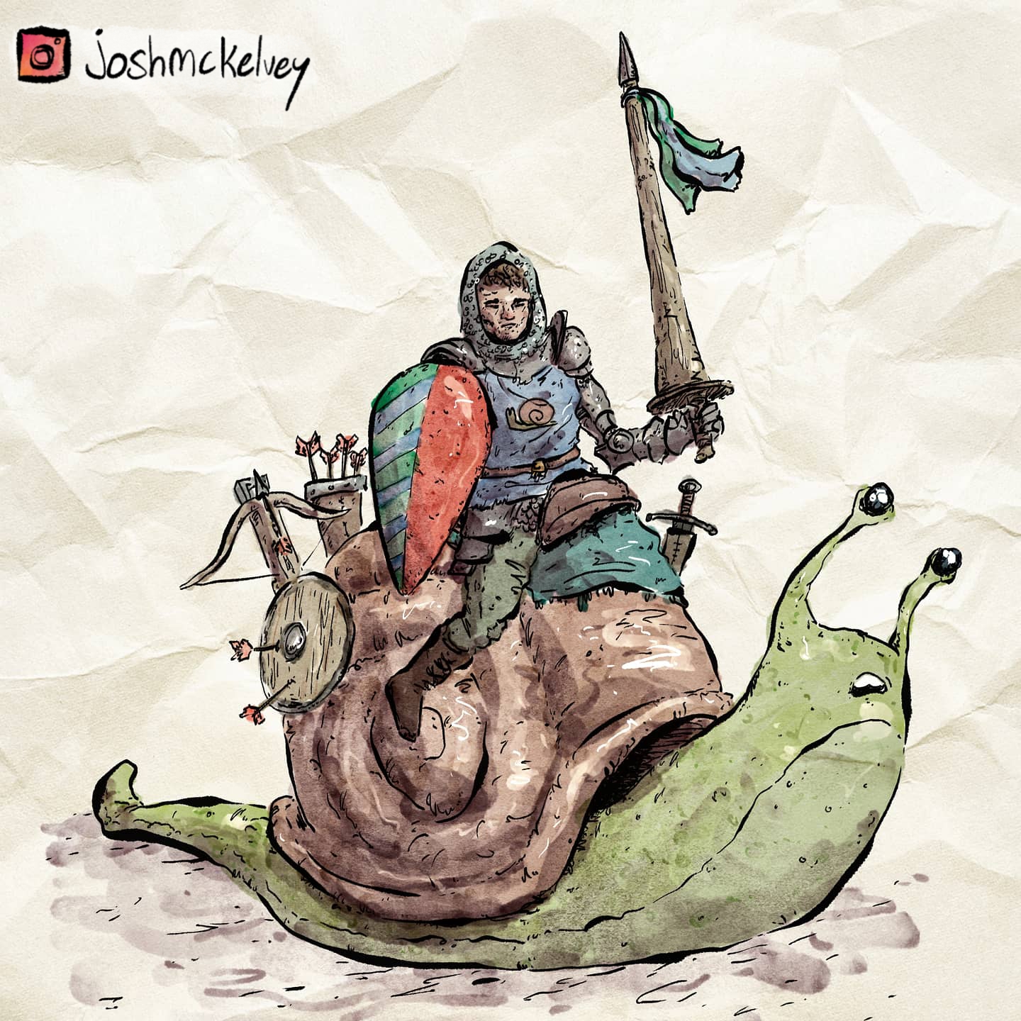 I drew a knight riding a snail inspired by weird medieval art | Scrolller