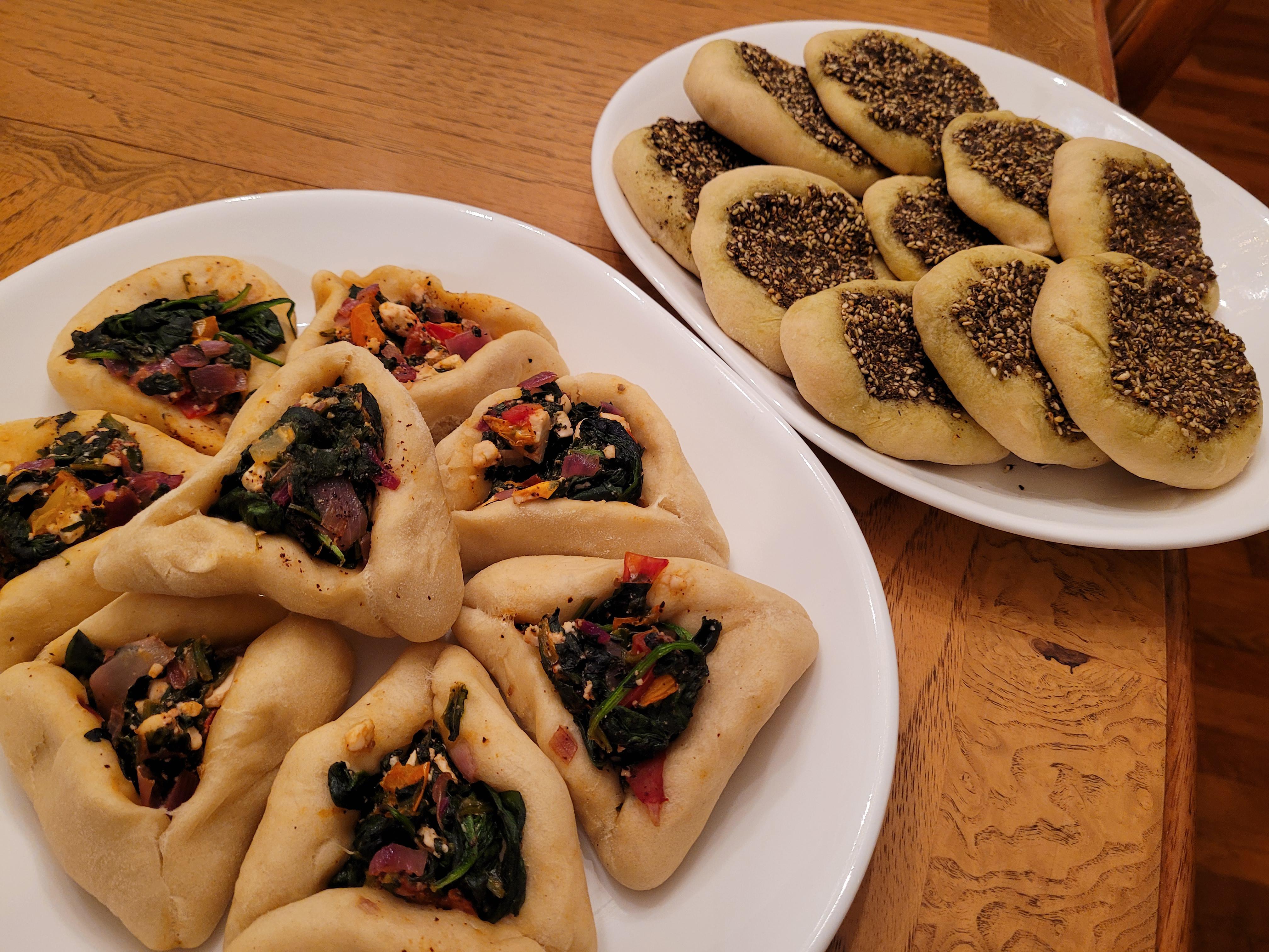 [I made] Lebanese Fatayer. Triangles are spinach, tomato, red onion ...