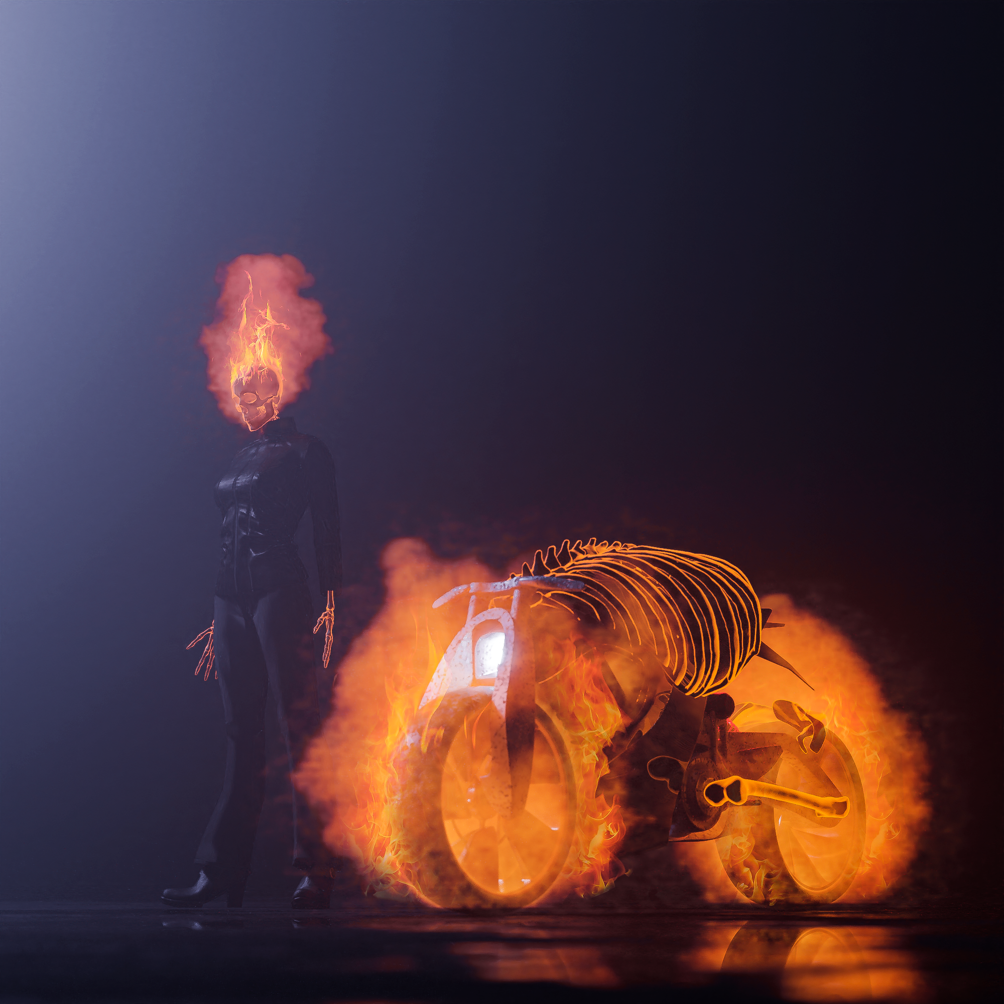 I made this 3d artwork of a female Ghost Rider | Scrolller