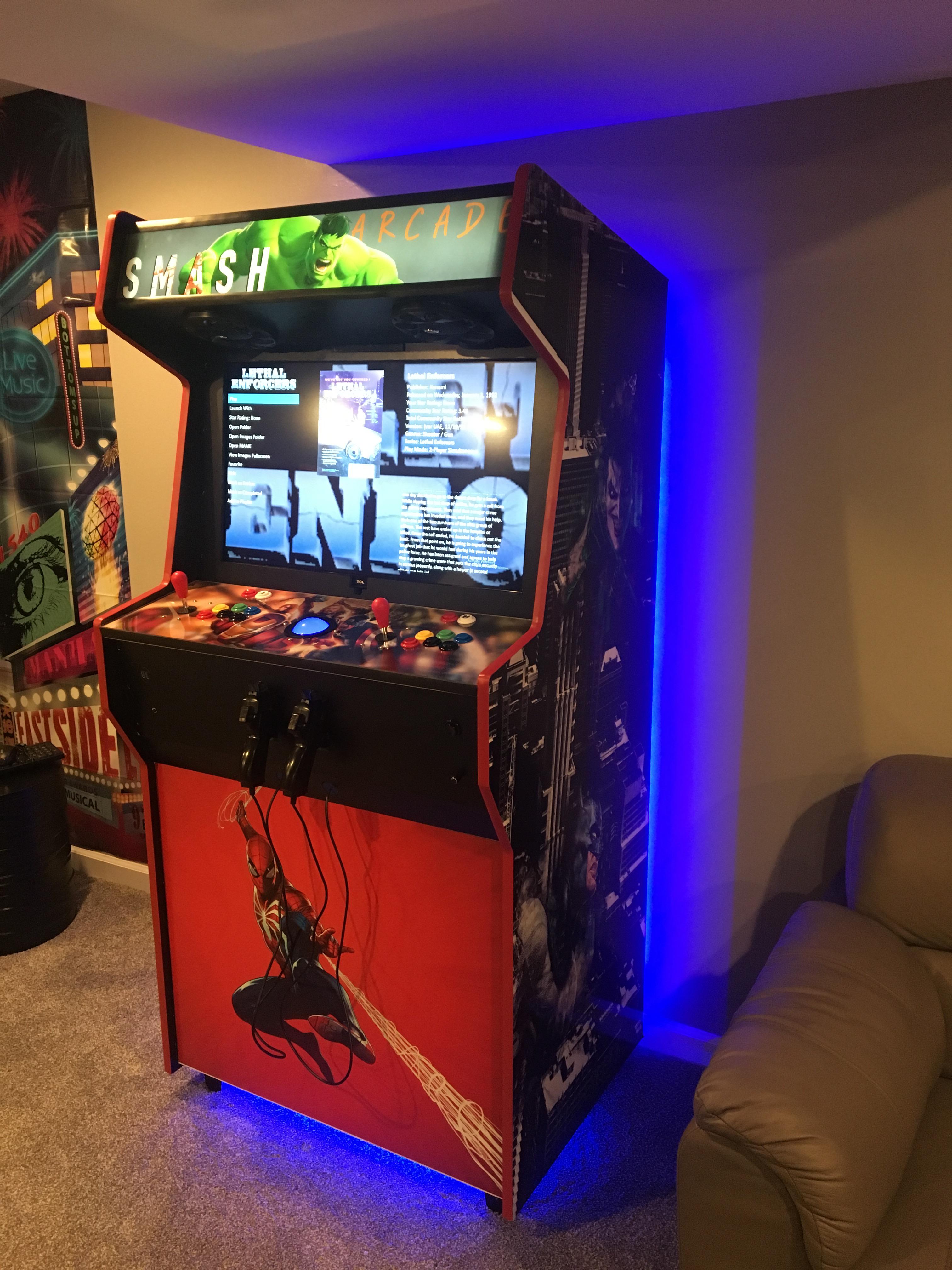 I made this arcade cabinet. It’s got a trackball and two light guns ...
