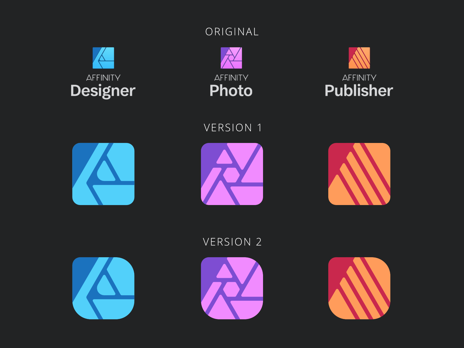 I 'redesigned' the Affinity icons, what do you think? | Scrolller