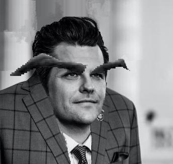 If you enlarge Matt Gaetz' eyebrows and delete his neck, he *almost ...