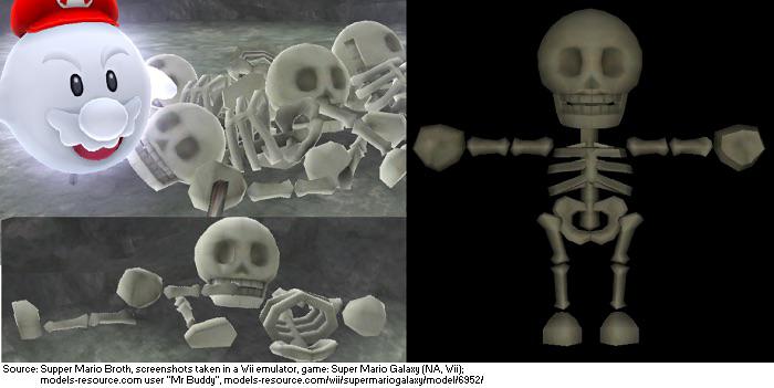 Mario Skeleton Train In Super Mario Galaxy, Mario's skeleton is visible when he's ...