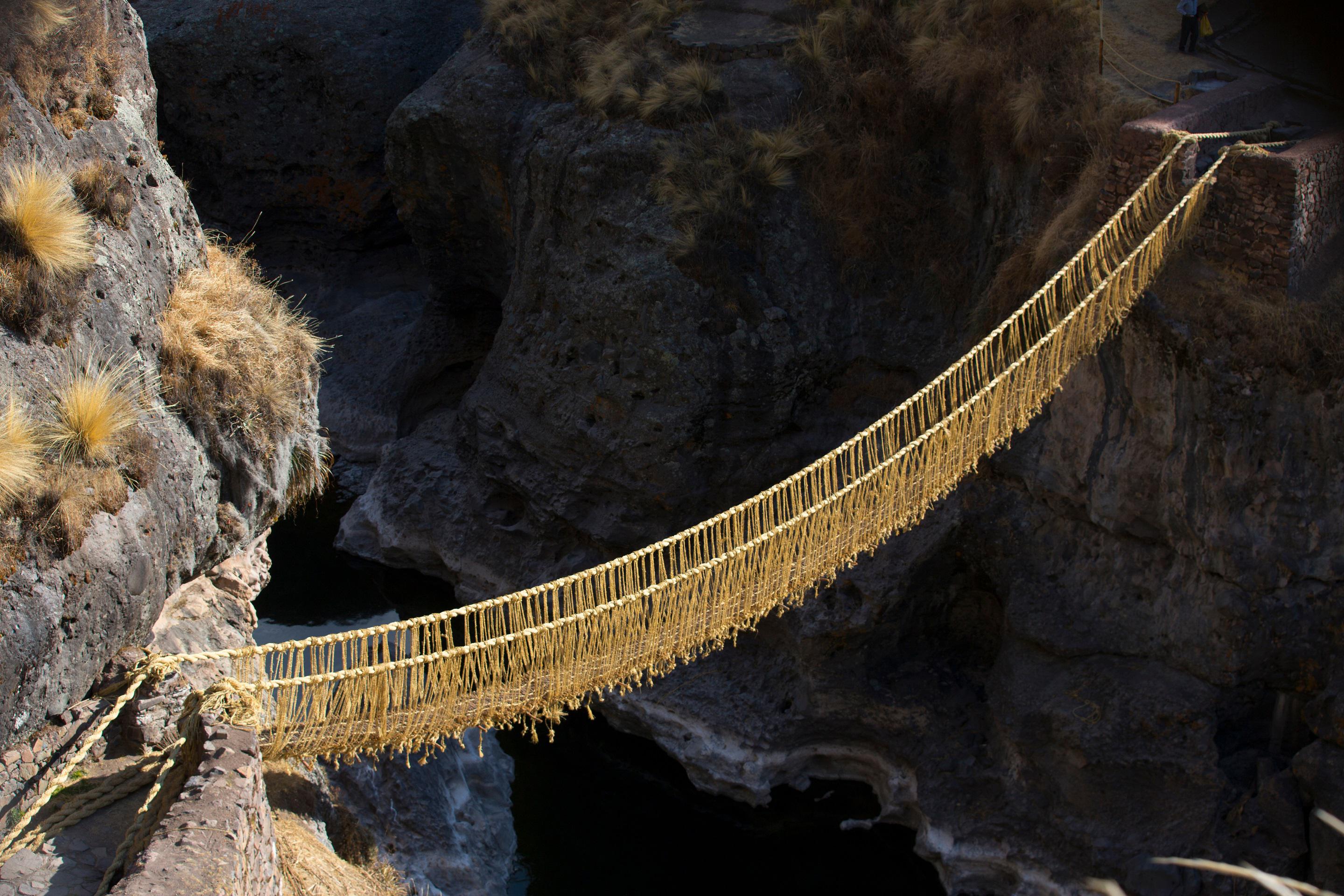Inca Census Rope Incan Grass Bridge - Queshuachaca (Keshwa Chaca) - Consists of ropes ...
