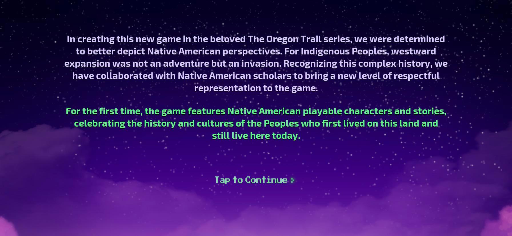 Intro screen to new The Oregon Trail game on Apple Arcade Scrolller