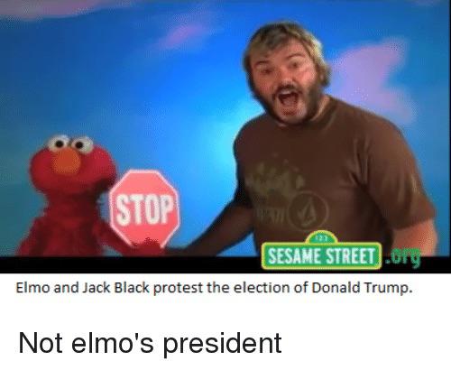 Protest Elmo Jack black and Elmo protests | Scrolller