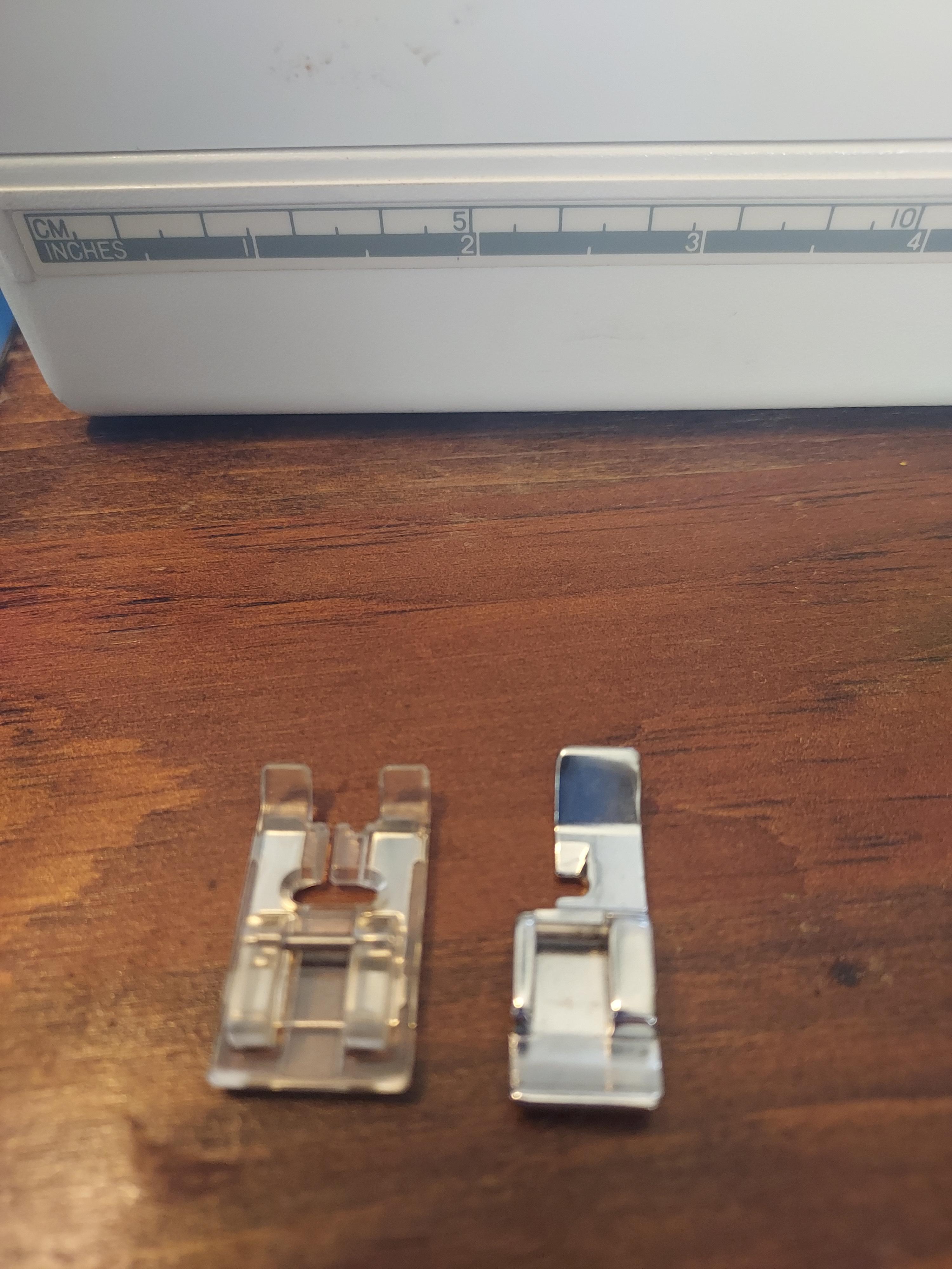 Just got a goodwill sewing machinewhat are these two feet for? Scrolller