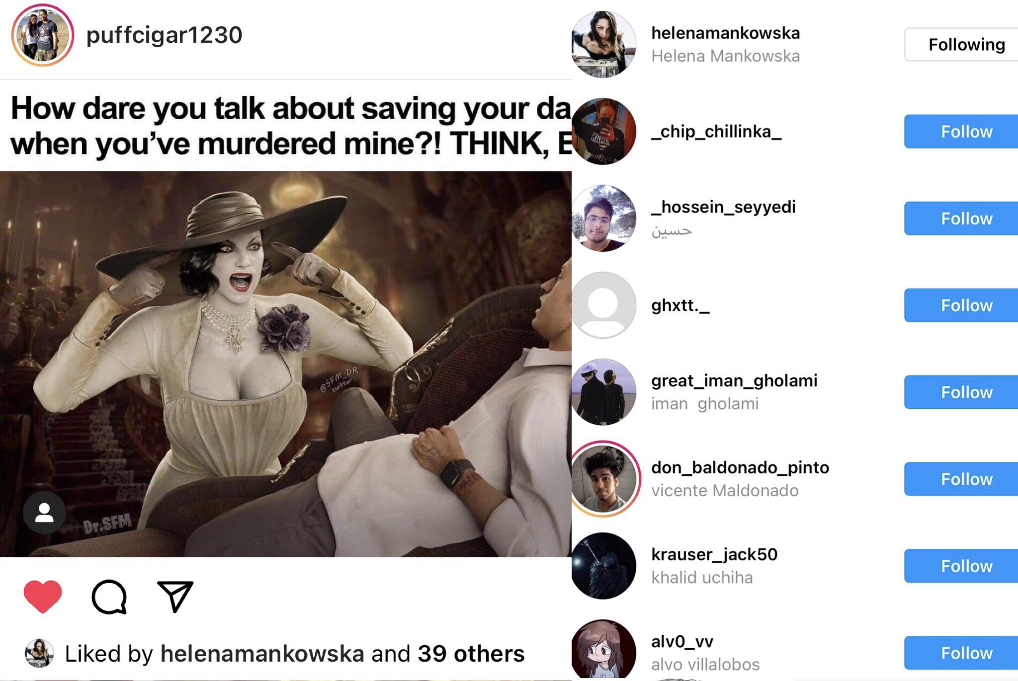 Lady Dimitrescu Herself Helena Mankowska Liked My Post Meme Credit To Dr SFM Scrolller