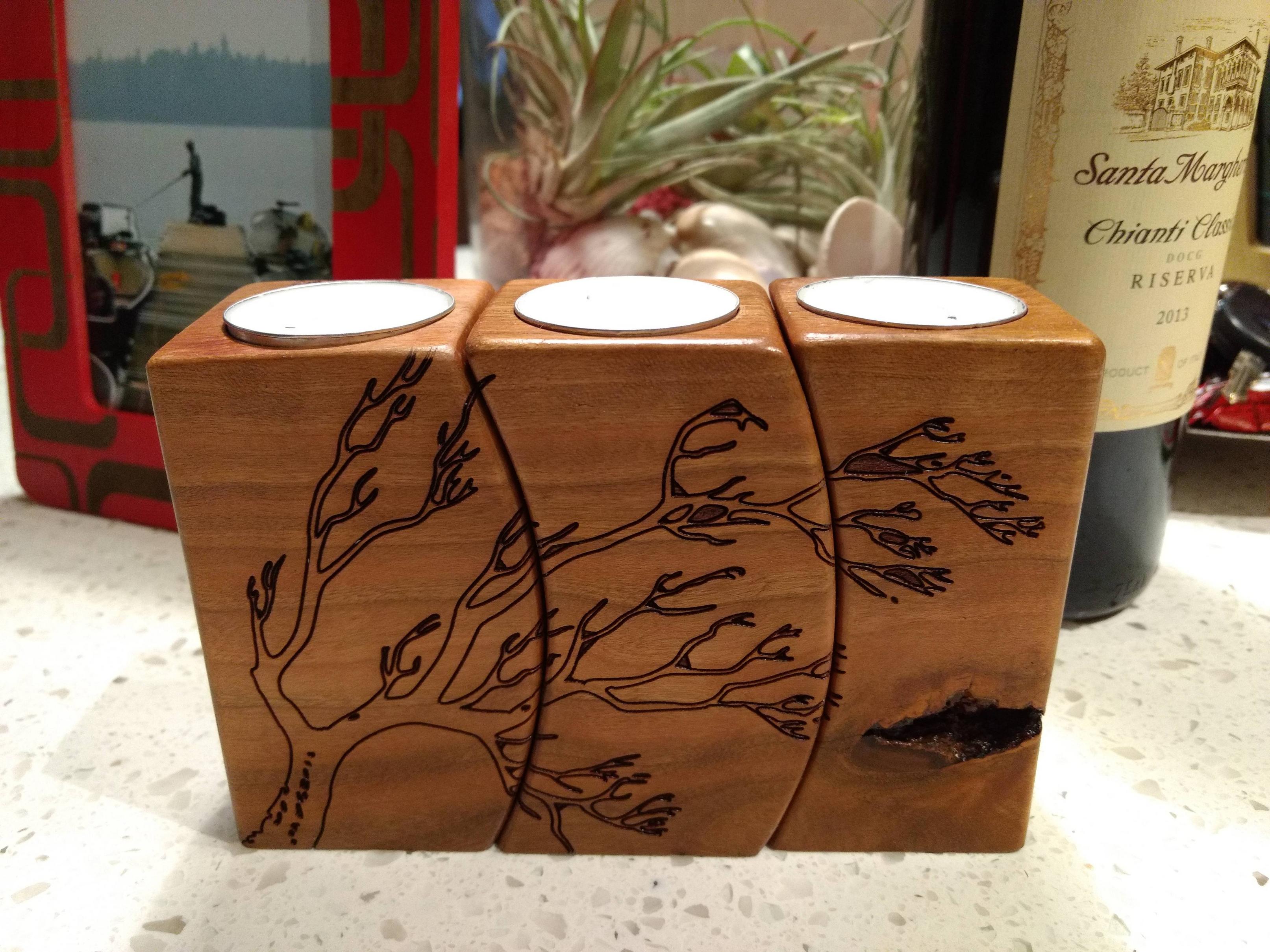 Laser engraved tea candle holders Scrolller