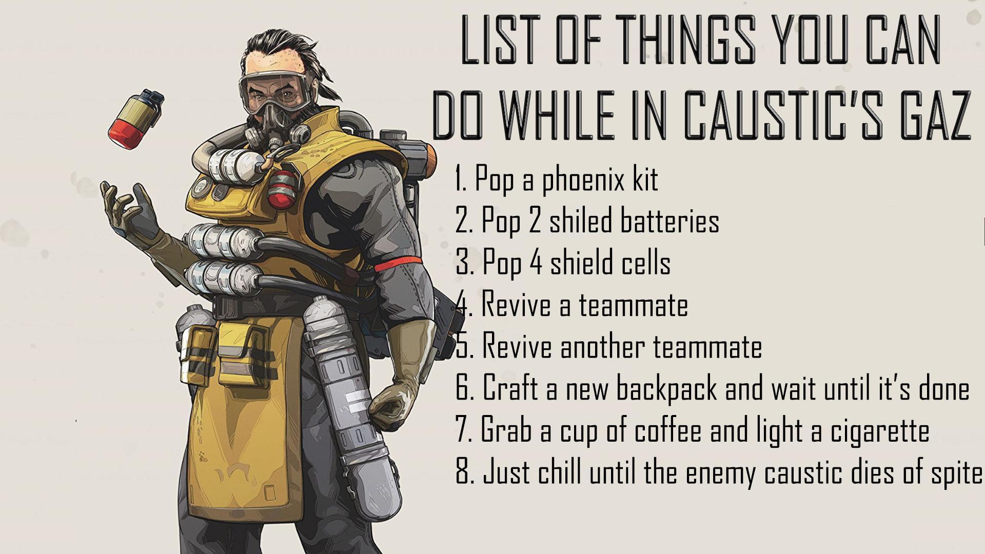 List of things you can do while in enemy caustic's gas. Scrolller