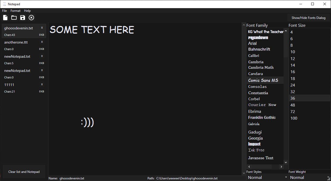 Made a very basic notepad program like windows notepad but with tabs