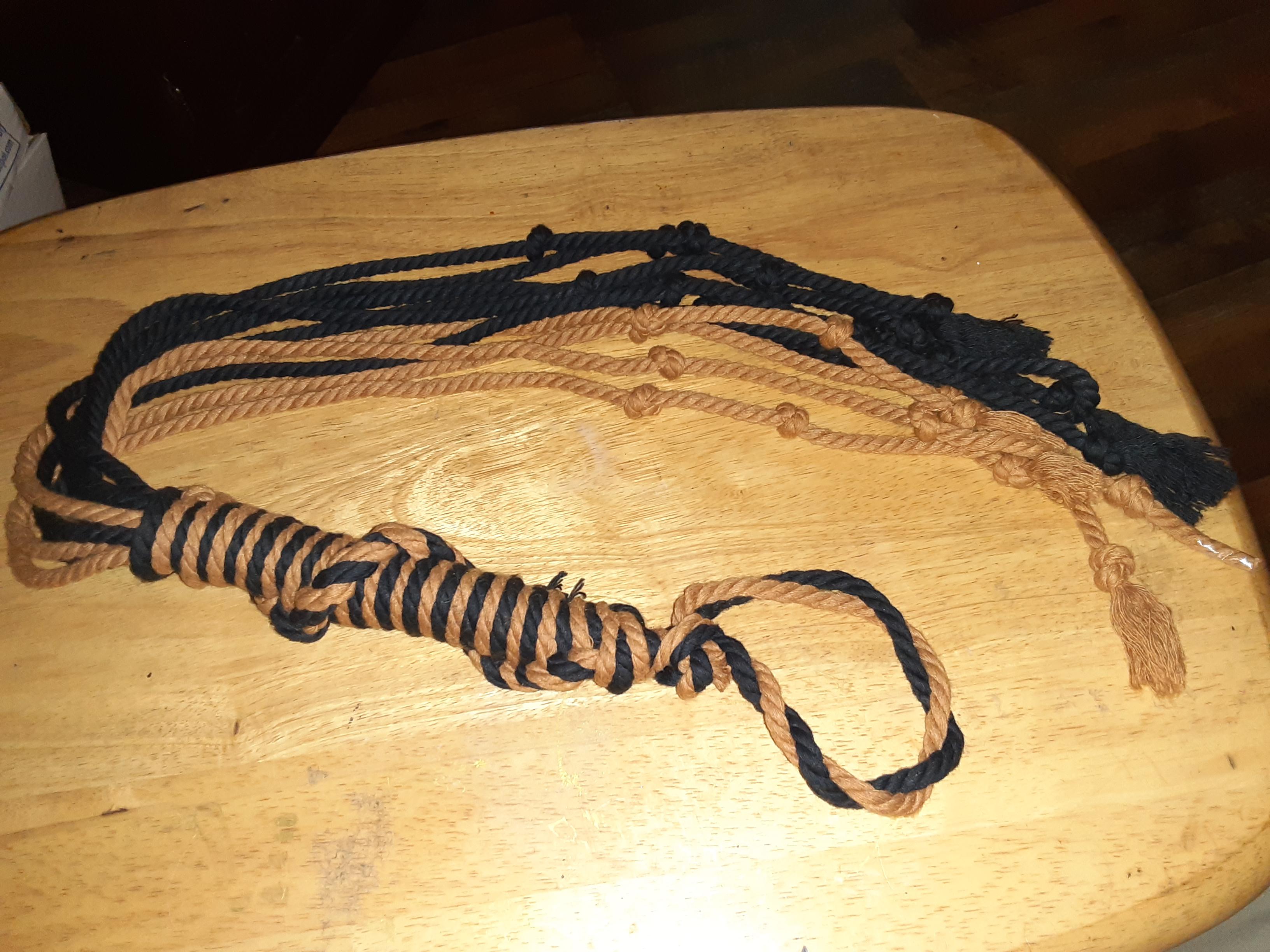 Made my first rope flogger today. Black and tan for cigar smoking dom