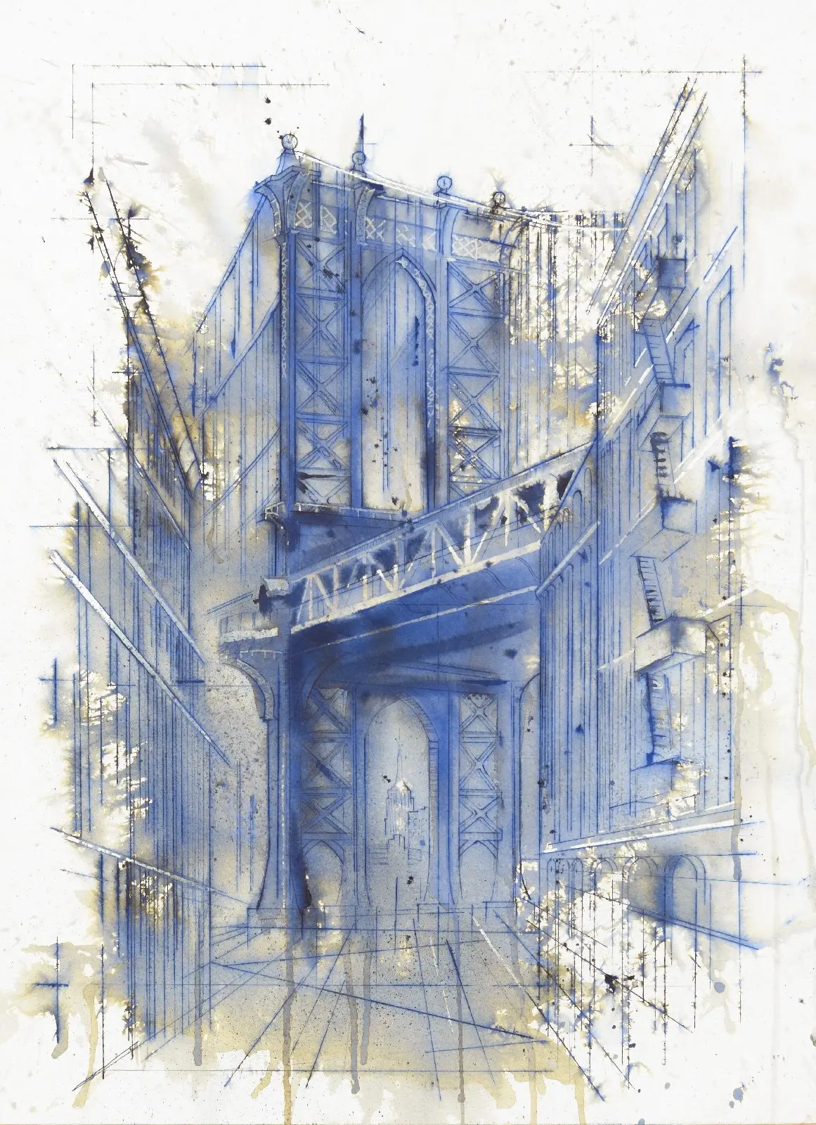 Manhattan Bridge, ink drawing [OC] | Scrolller