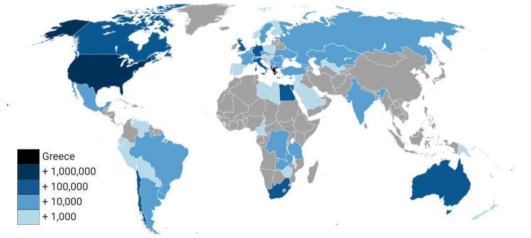 map of the greek population worldwide | Scrolller