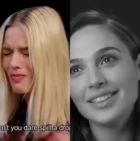Margot Robbie v Gal Gadot reaction when they have to swallow some dirty