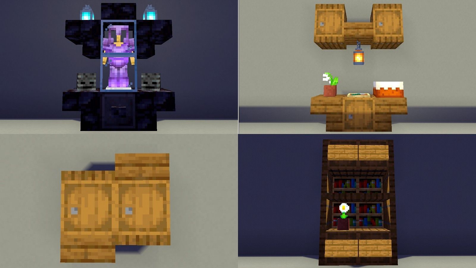 Minecraft 4 simple furniture build ideas/designs (Video link in