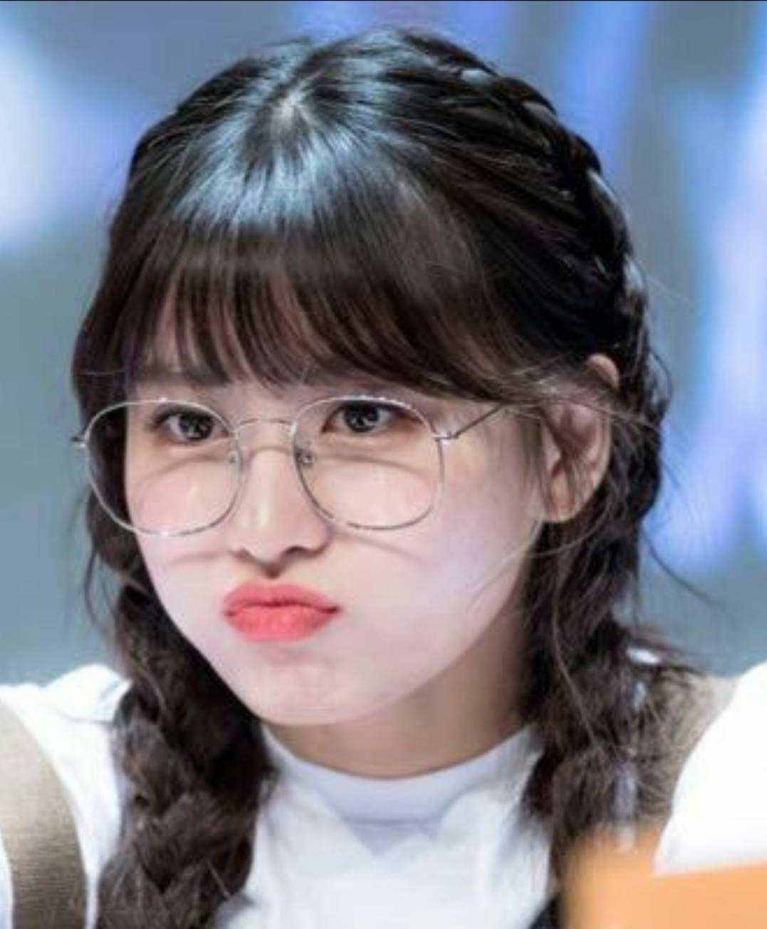 Momo - glasses, close up, puffed cheeks | Scrolller