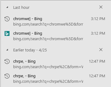 My edge history is me typing Chrome wrong Scrolller