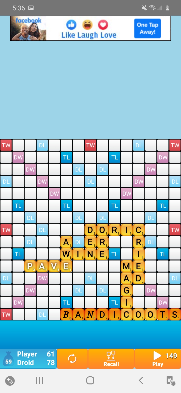 Scoring Words My highest scoring word on Classic Words: Bandicoots (149) | Scrolller