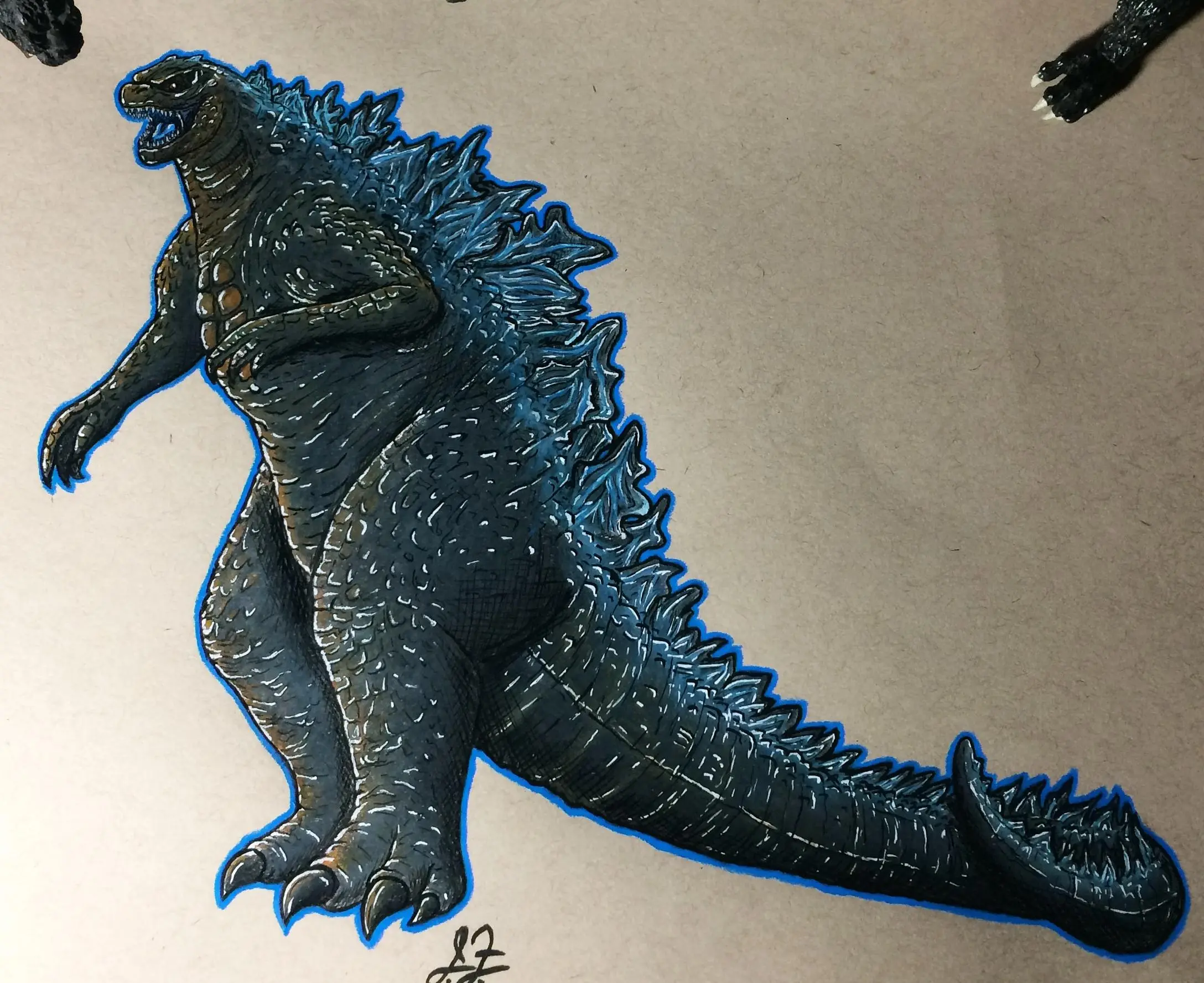 [OC ART] Legendary Godzilla, colored pencils on toned tan paper ...