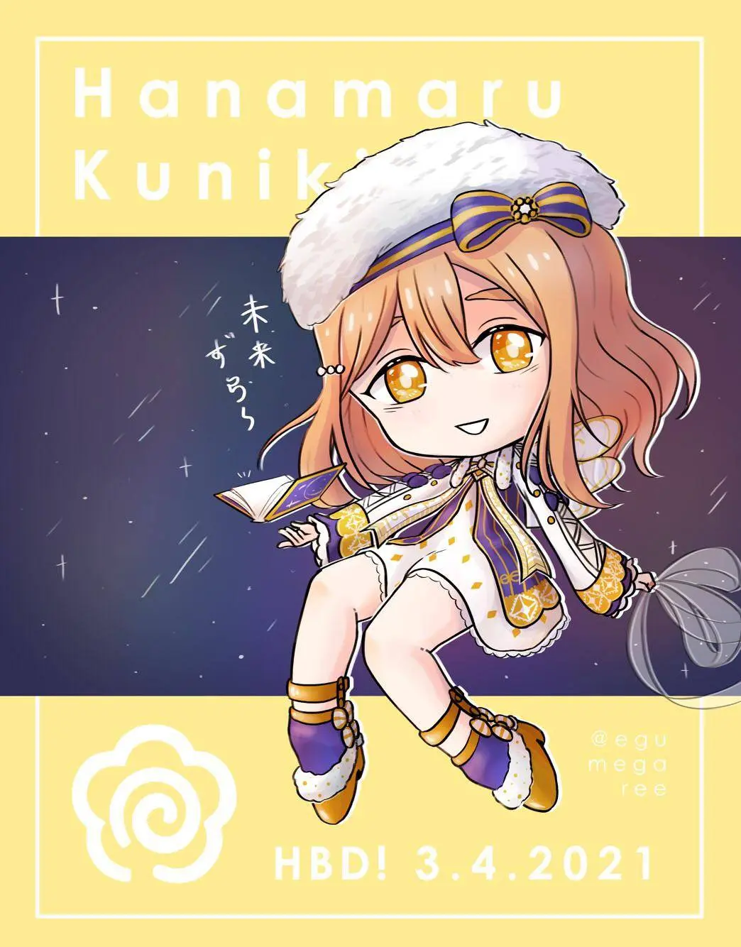 [OC] Happy birthday Hanamaru! I drew her in my favorite outfit of hers ...